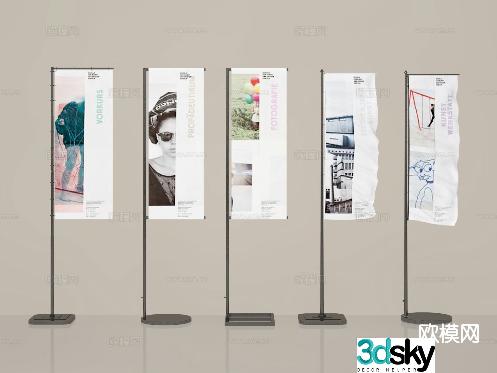 Advertising flag roll up 3d model