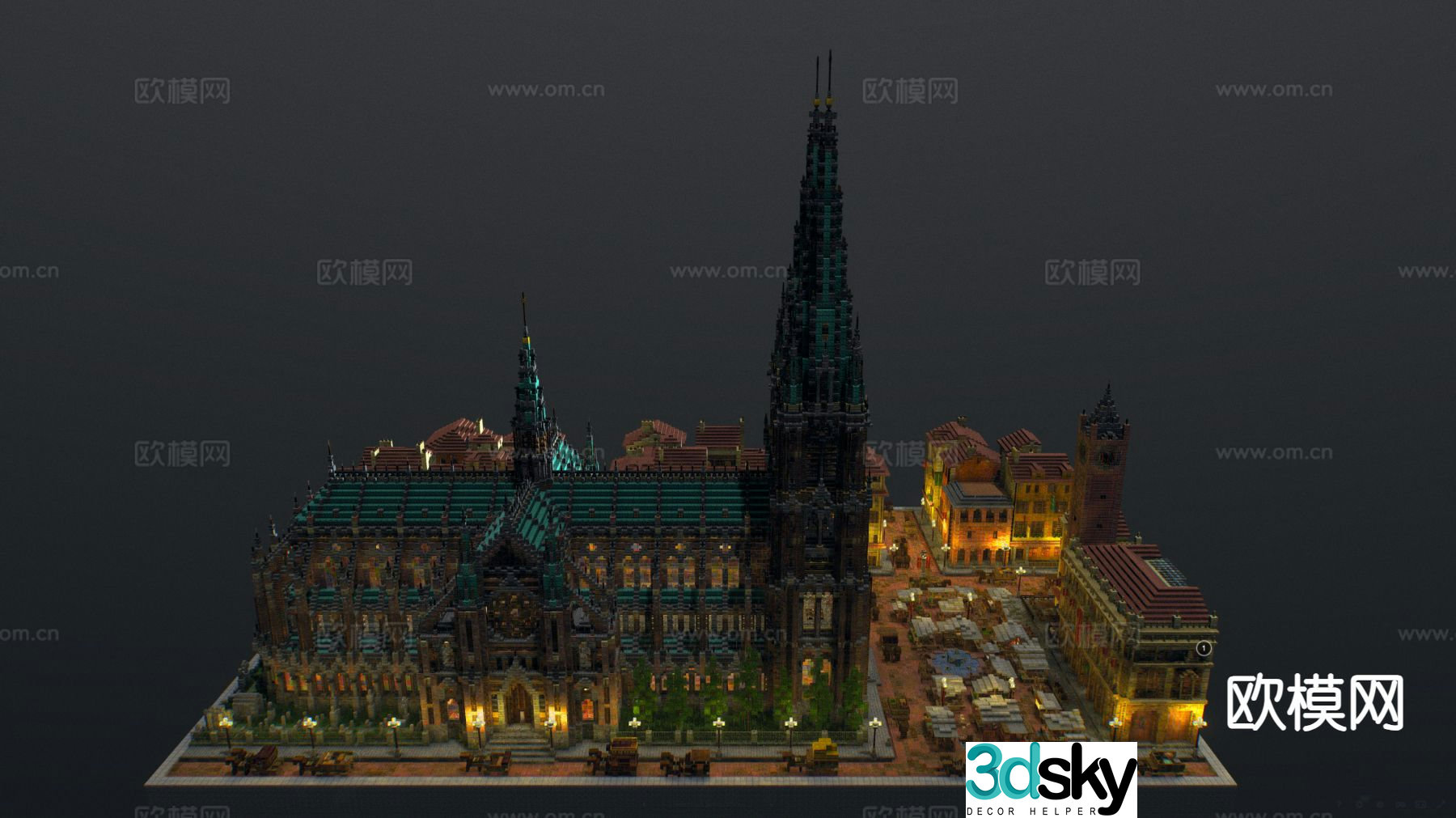 European Lego church building blocks 3D model