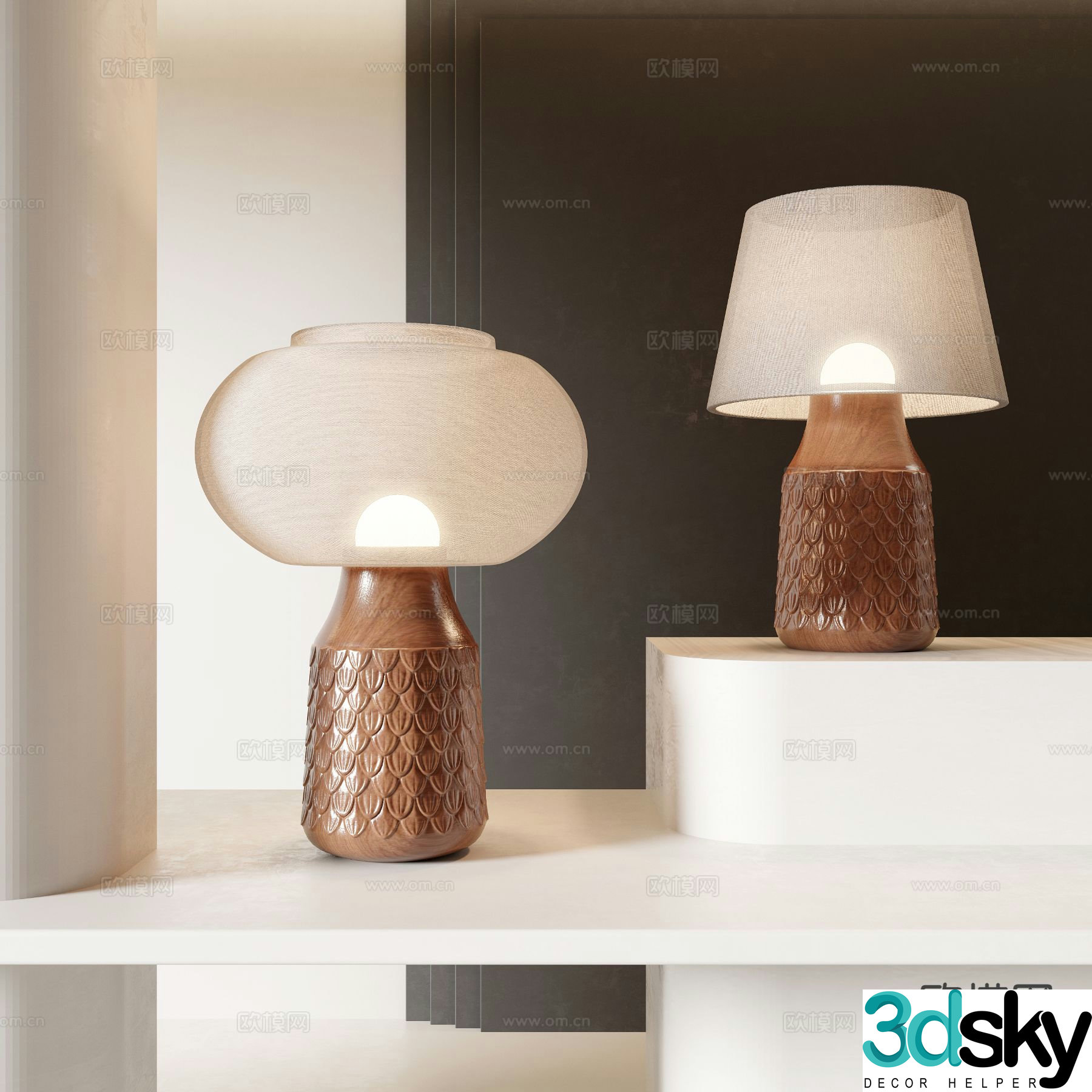Medieval style table lamp vase table lamp 3d model