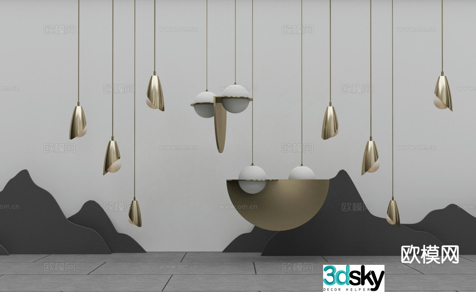 Light luxury creative chandelier 3D model