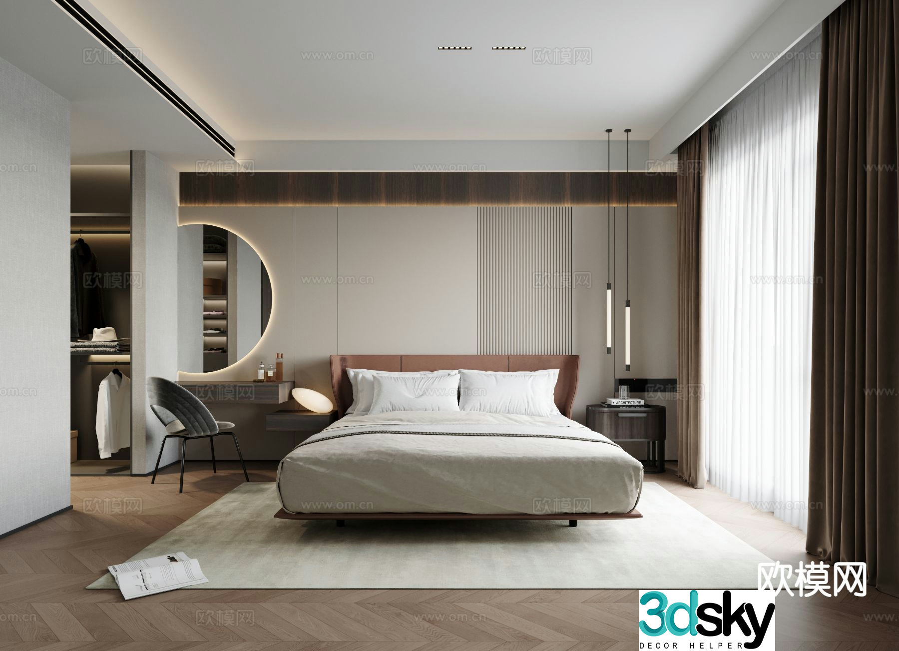 Modern bedroom master bedroom 3d model