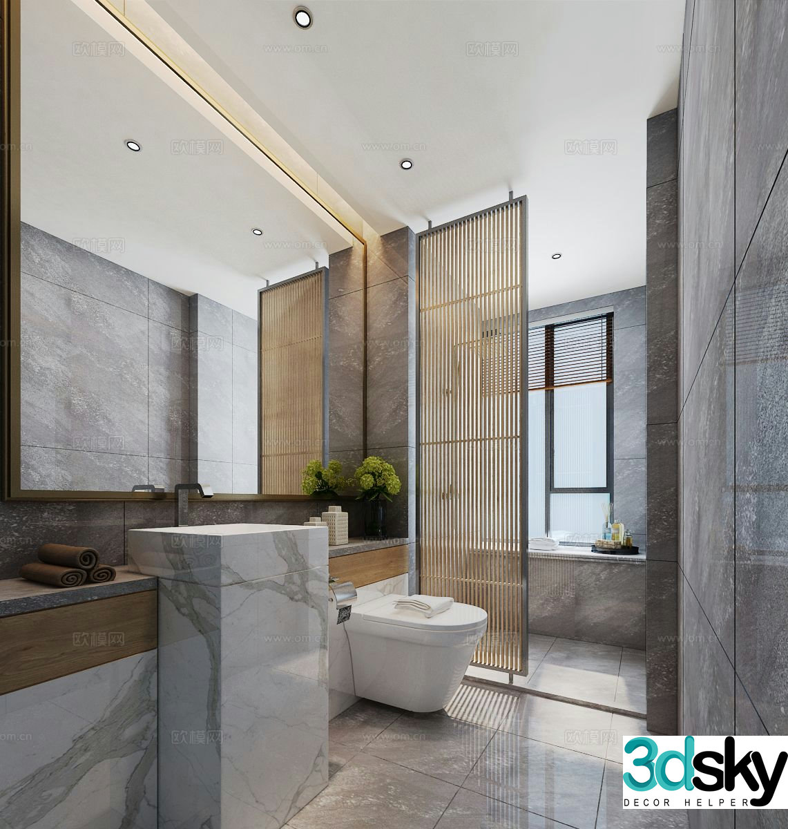 Modern master bathroom bathroom 3d model