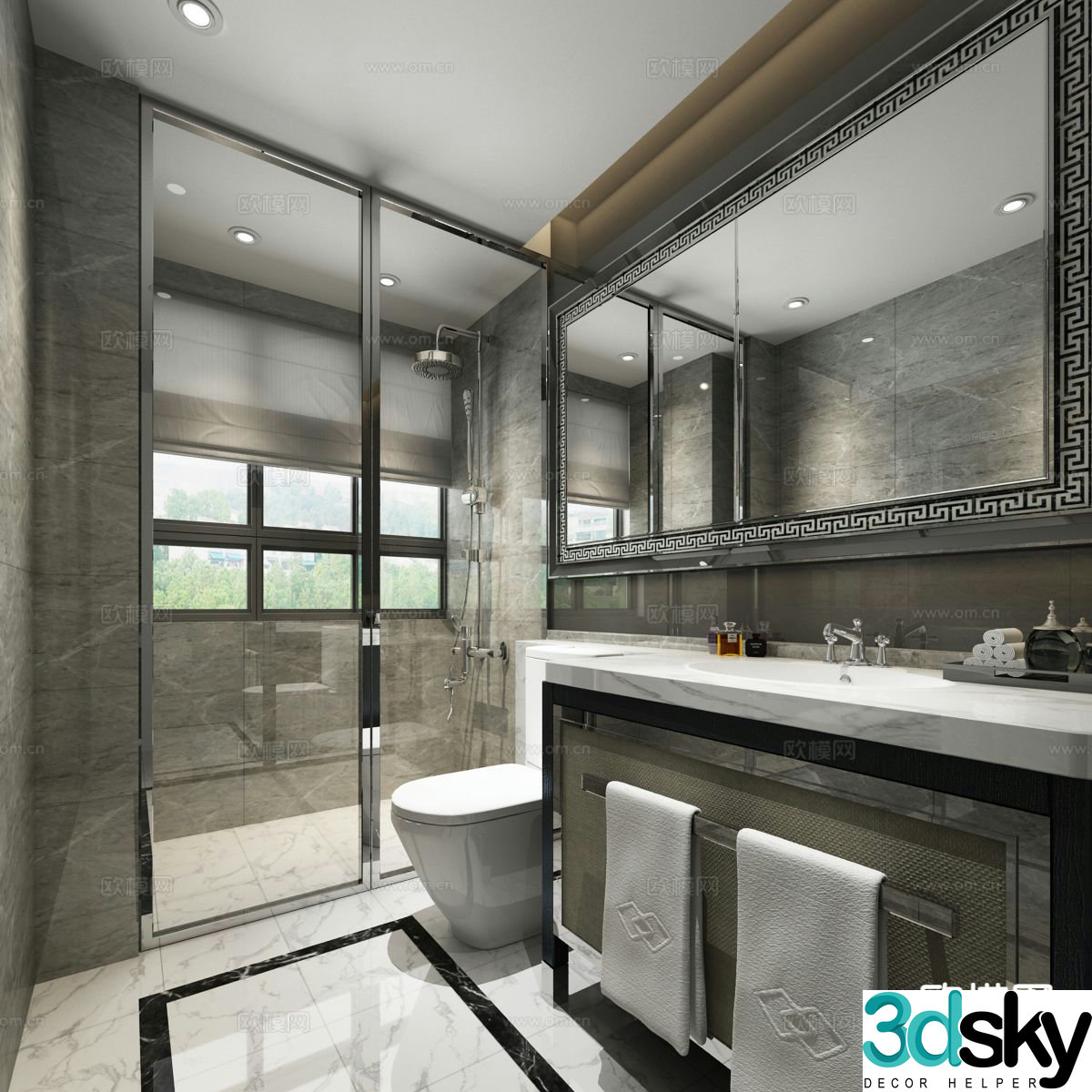 New Chinese style bathroom bathroom toilet 3d model