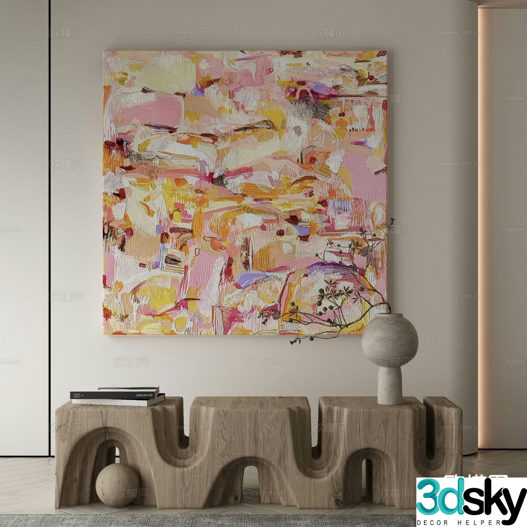 Wabi-sabi art painting texture painting decorative painting 3d model