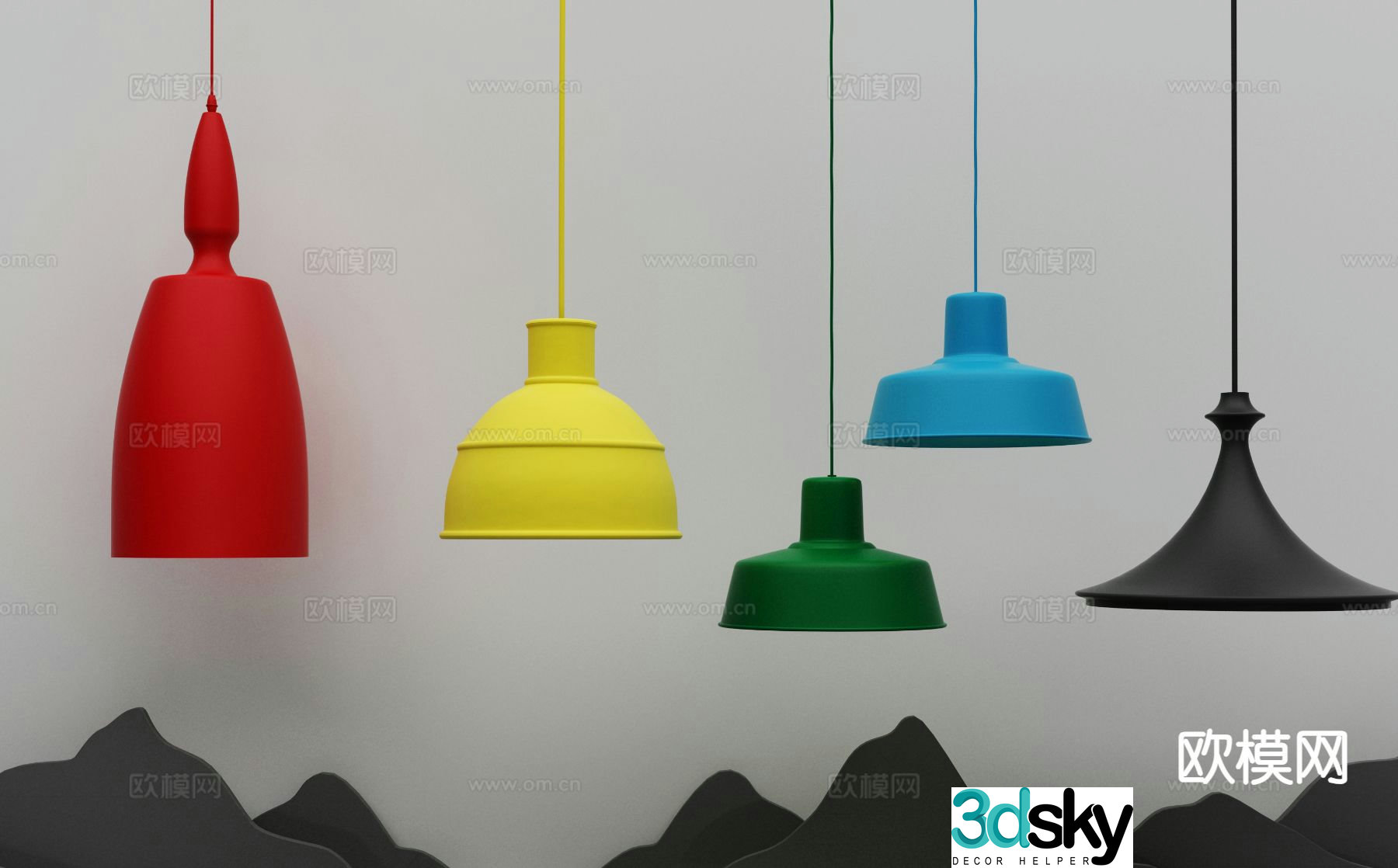 Modern colorful chandelier 3d model