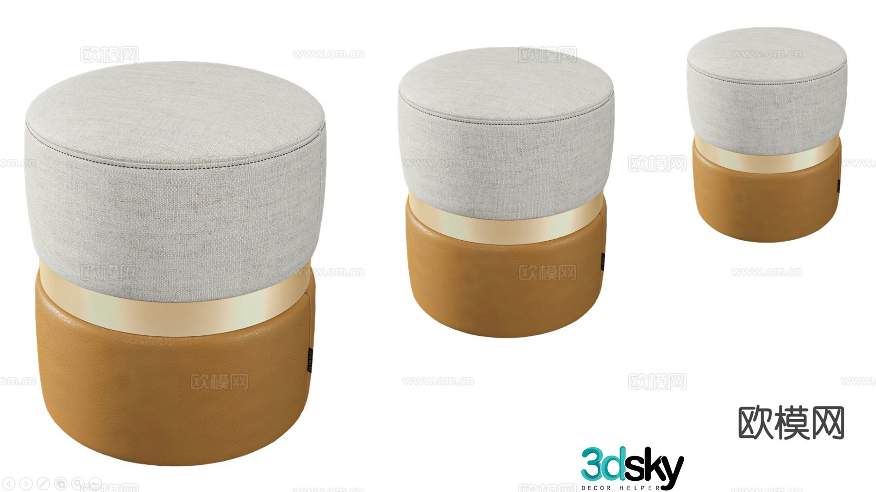 European low stool 3D model