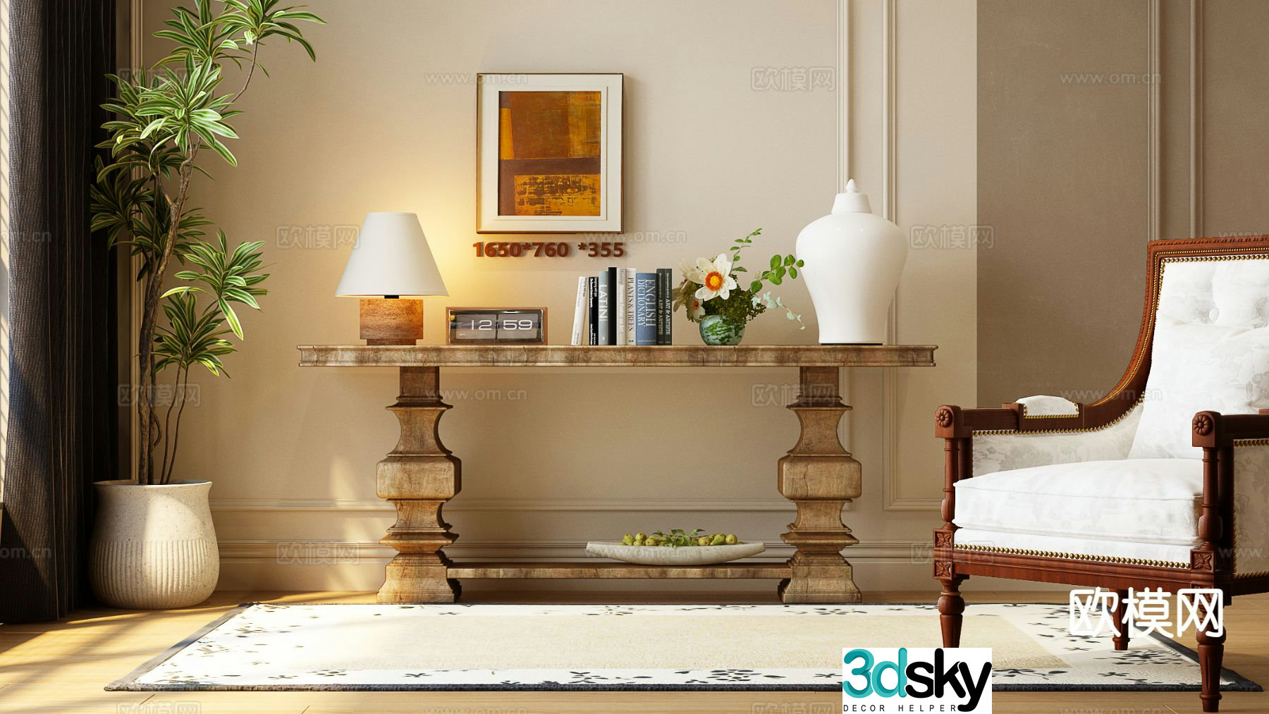 3d model of american style duanjing strip