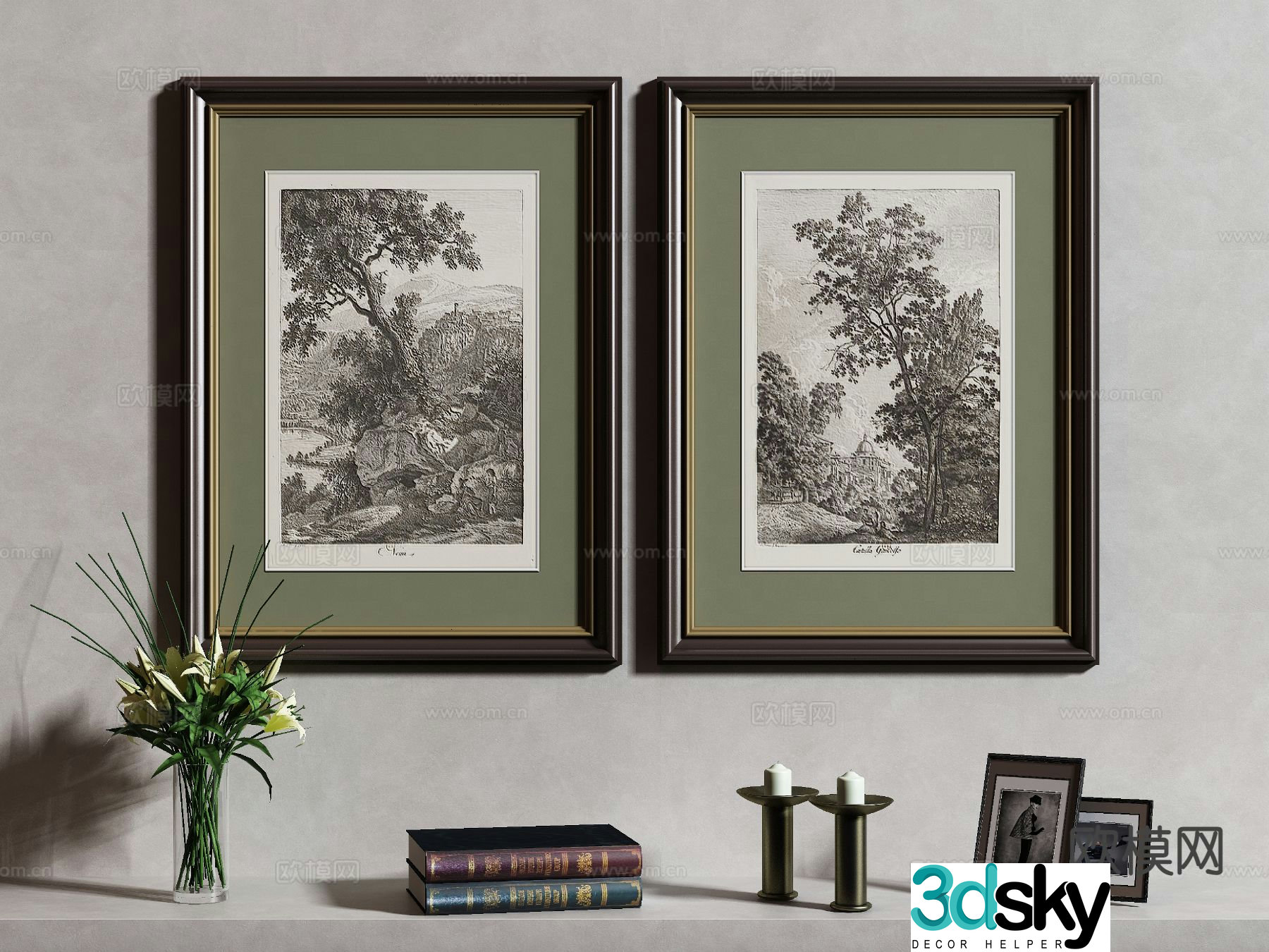 American style hanging painting decorative painting 3d model