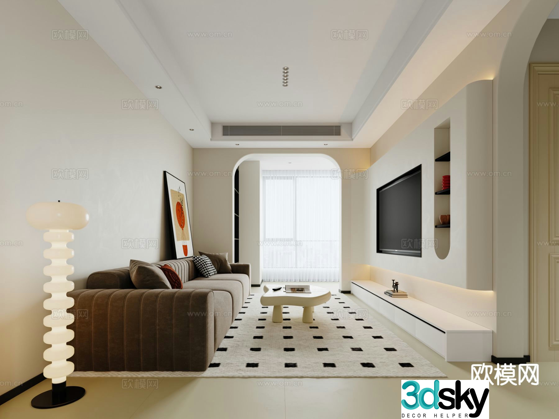 Modern minimalist guest restaurant 3D model