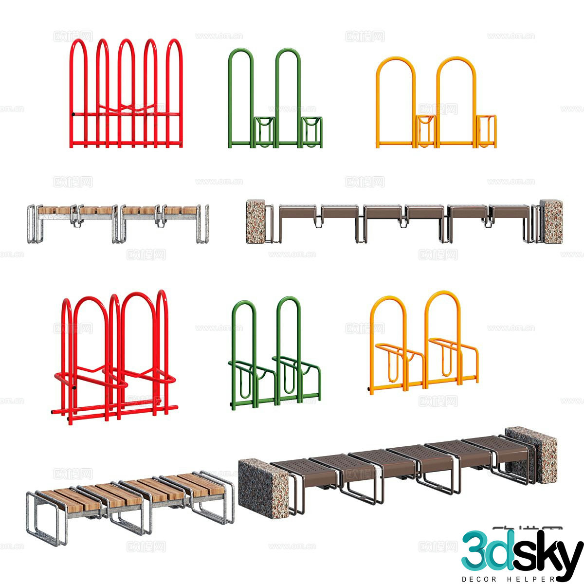 Modern outdoor equipment public chair 3d model