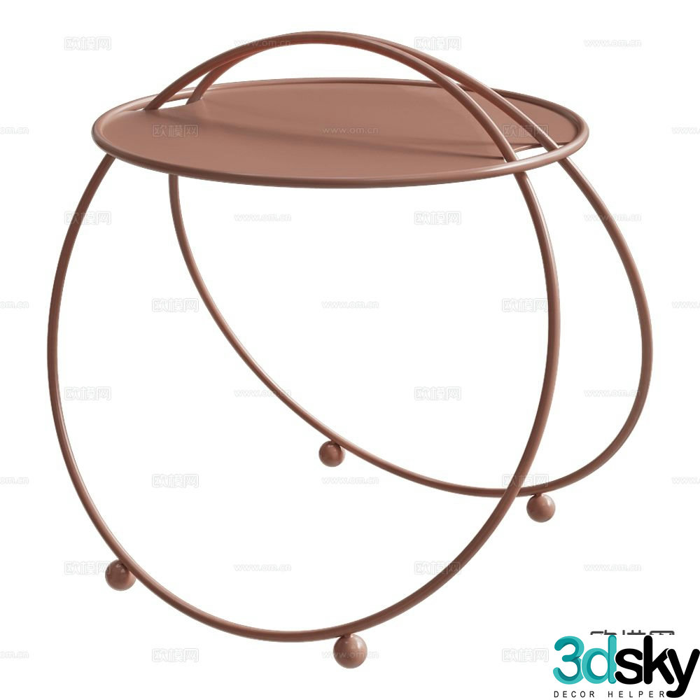 Castil round table side table moving side table 3d model