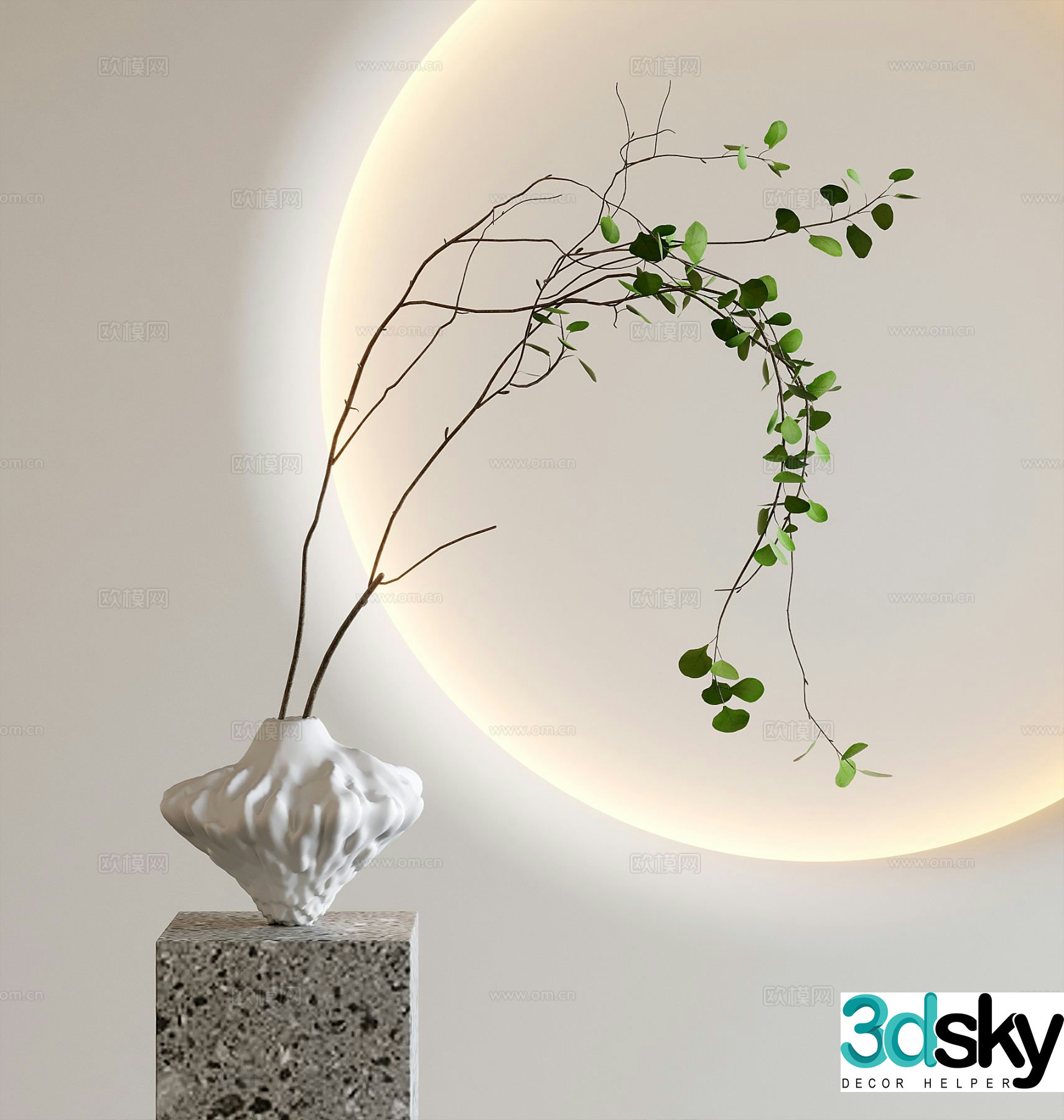 modern vase floral arrangement flower arrangement 3d model
