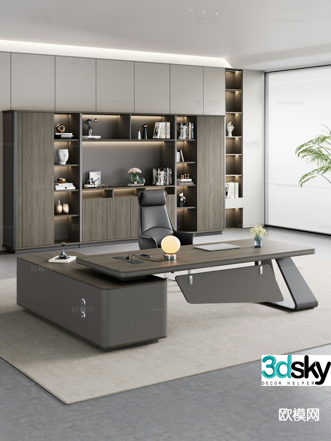 Modern office desk desk boss desk executive desk 3d model