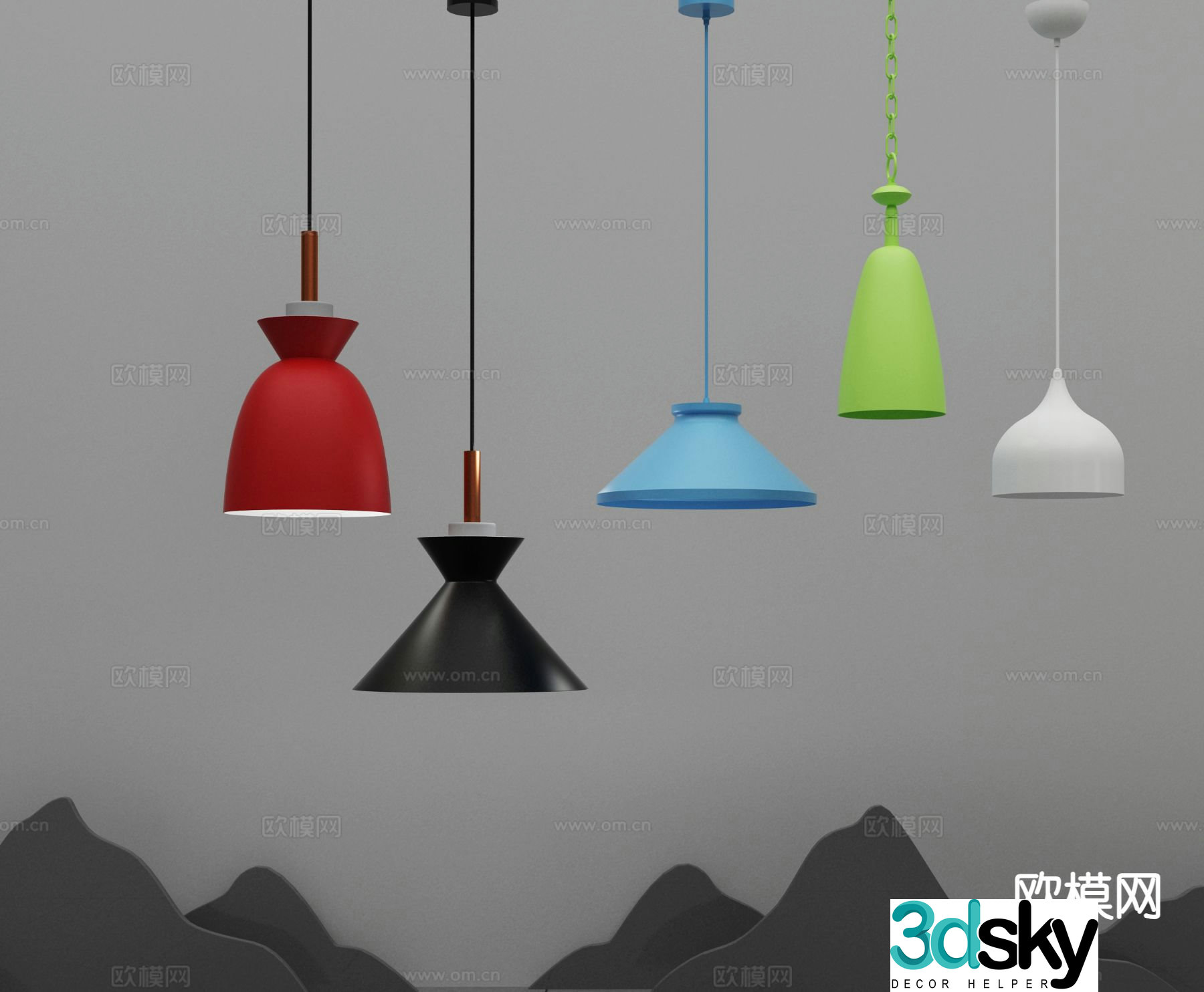 Modern colorful chandelier 3d model