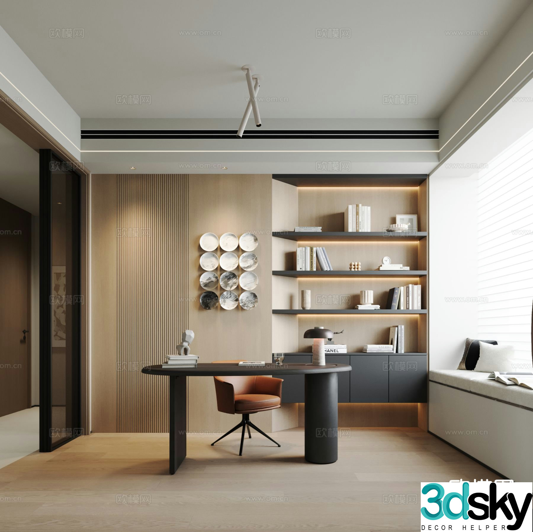 Modern study room 3d model