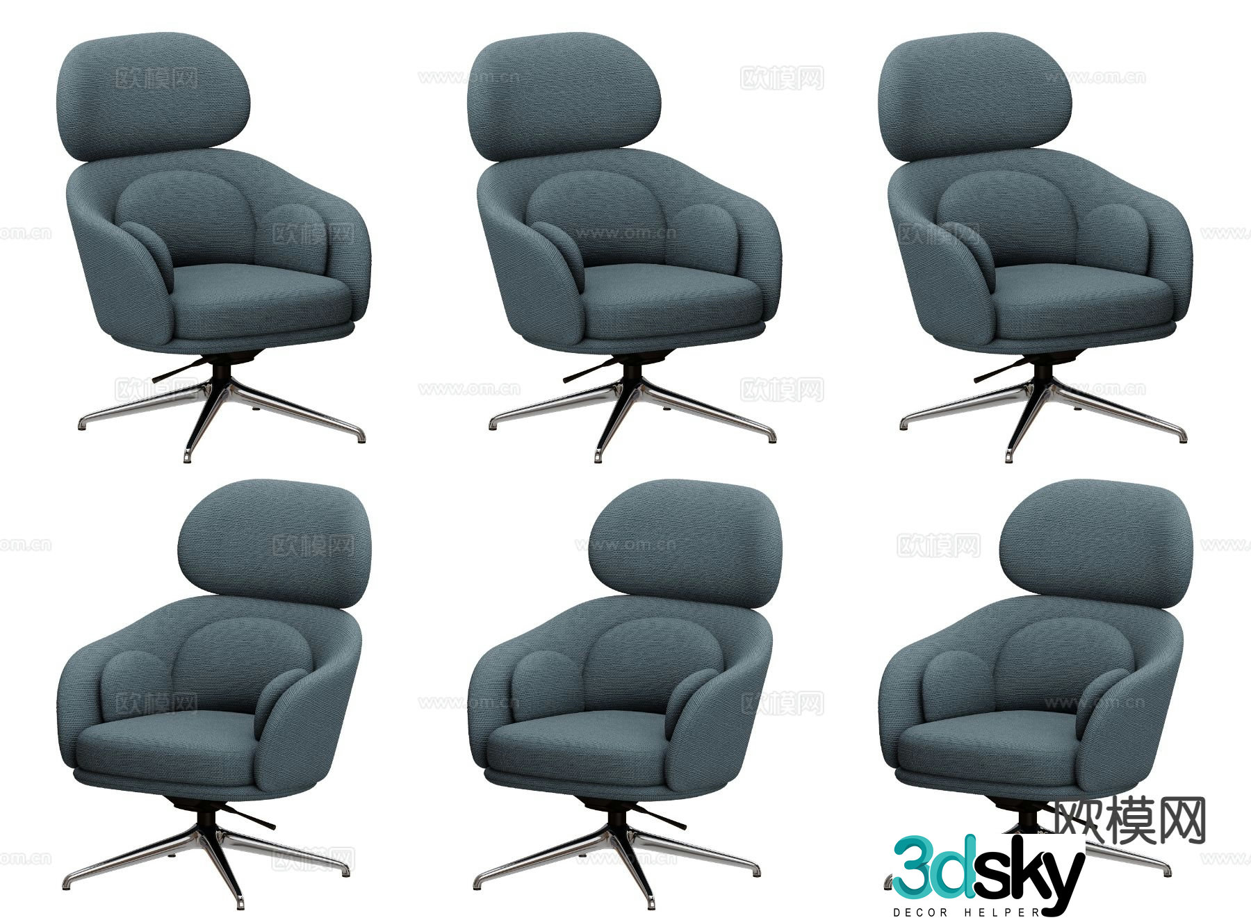 High-end swivel chair office chair armchair 3d model