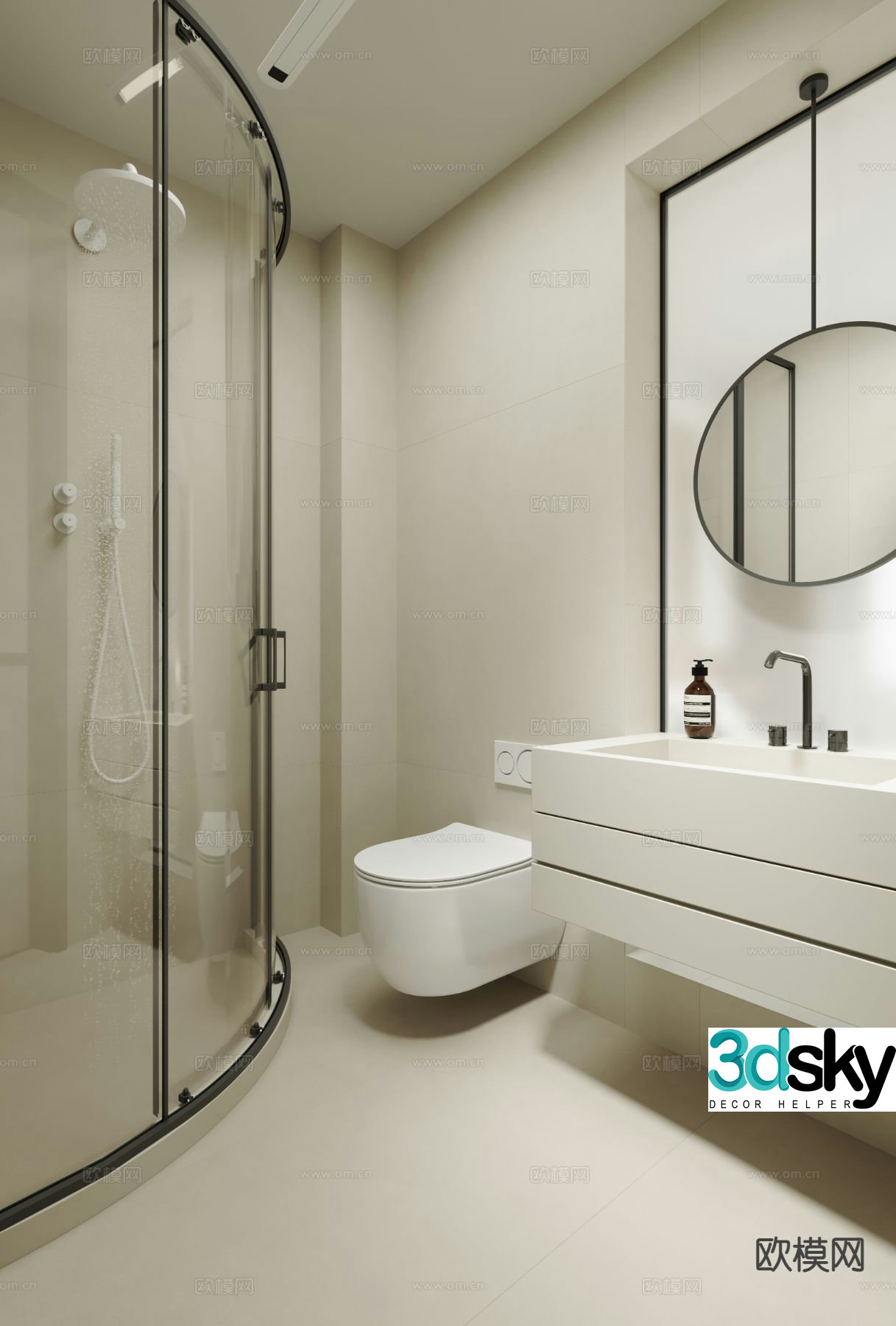 Cream style bathroom bathroom 3d model