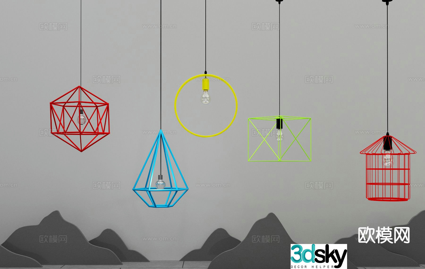 Modern colorful chandelier wrought iron chandelier 3d model