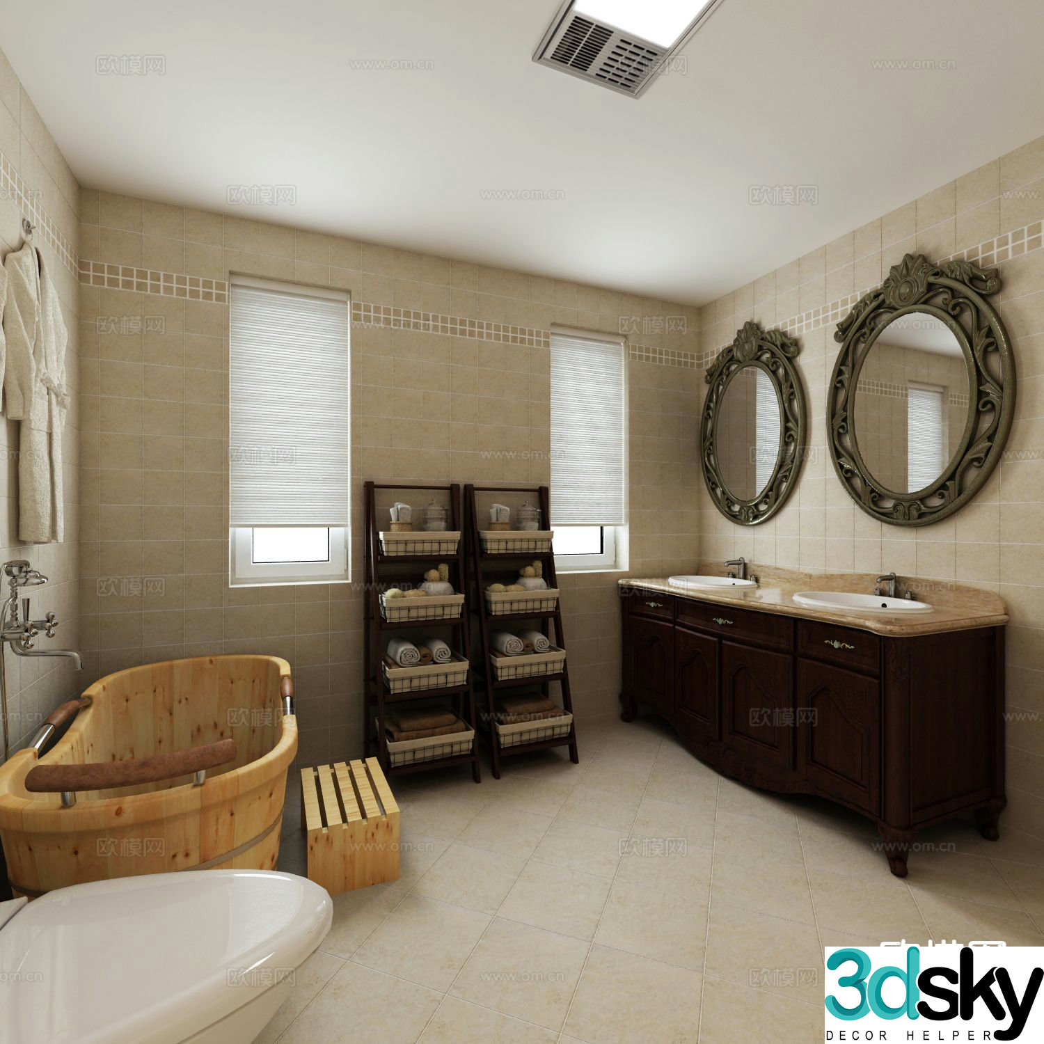 European style bathroom sauna room bathroom 3d model
