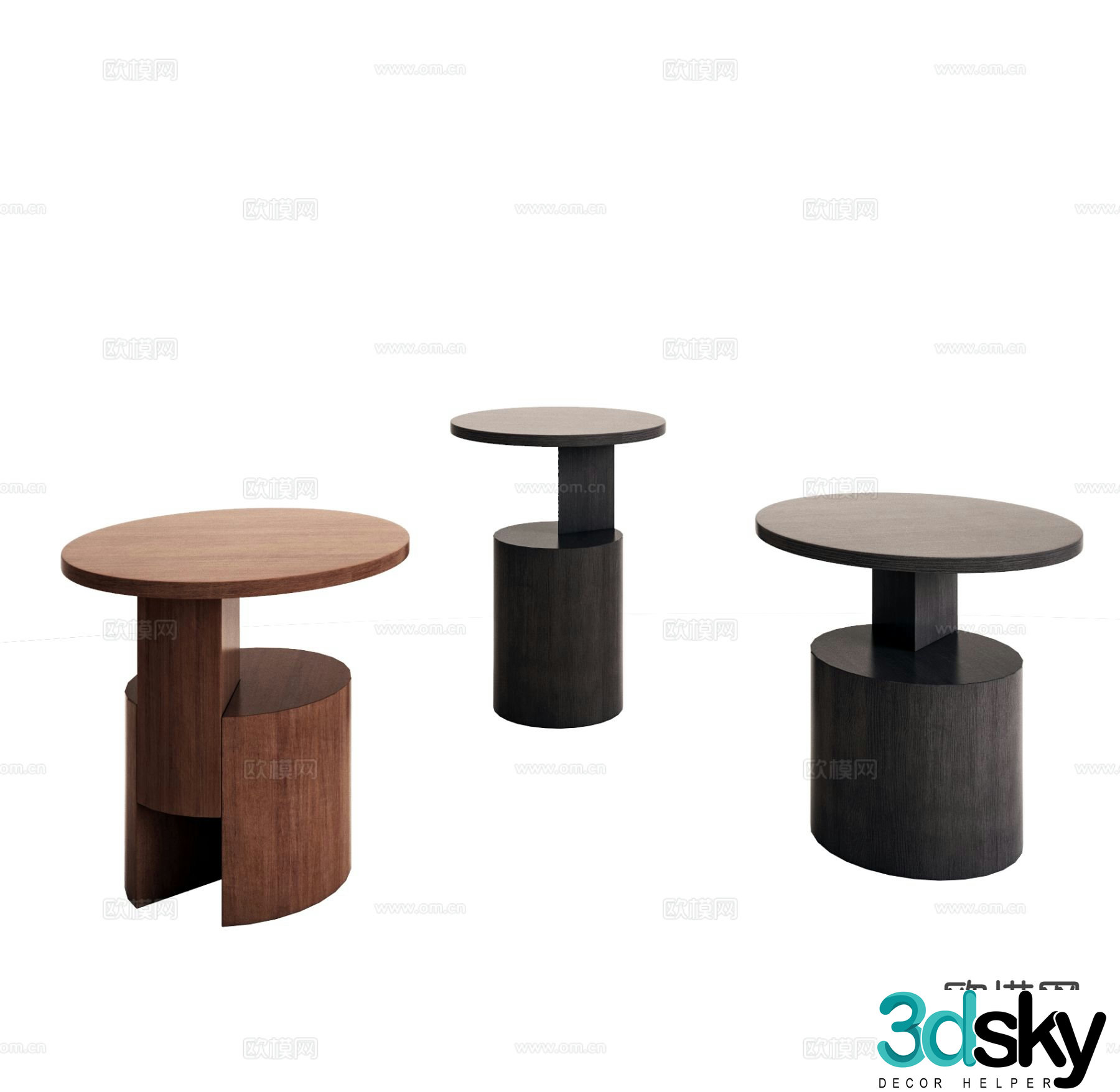 Medieval corner table round table side table 3D model