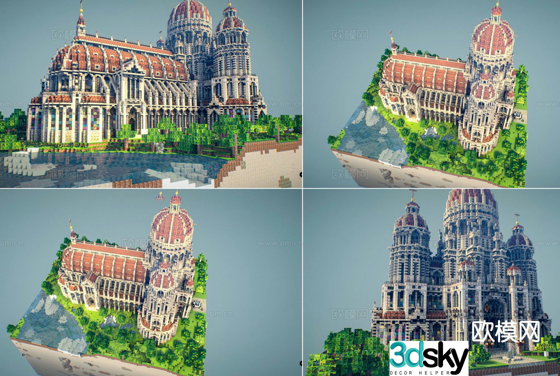 Toys Castle Building Blocks Ornaments MC Church Lego Building Blocks 3D Model