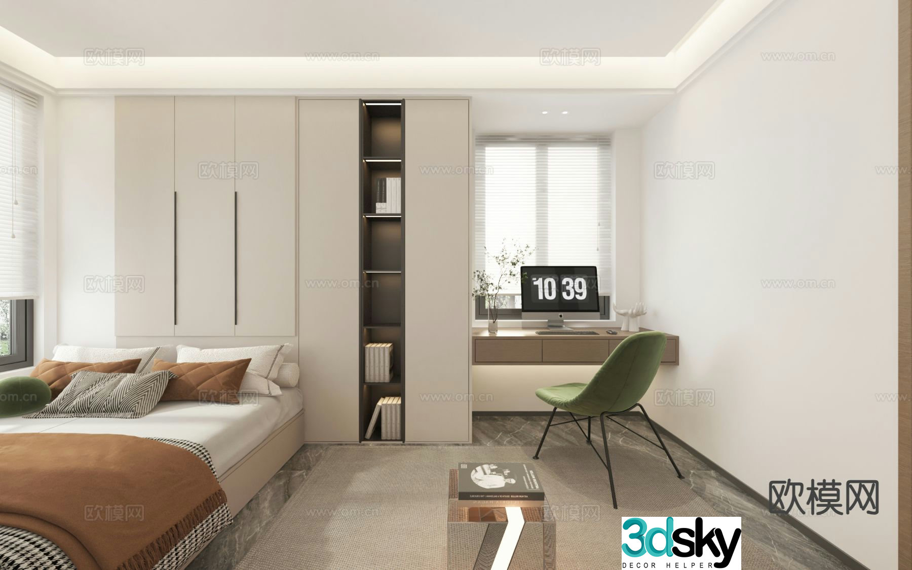 Modern tatami bedroom 3d model