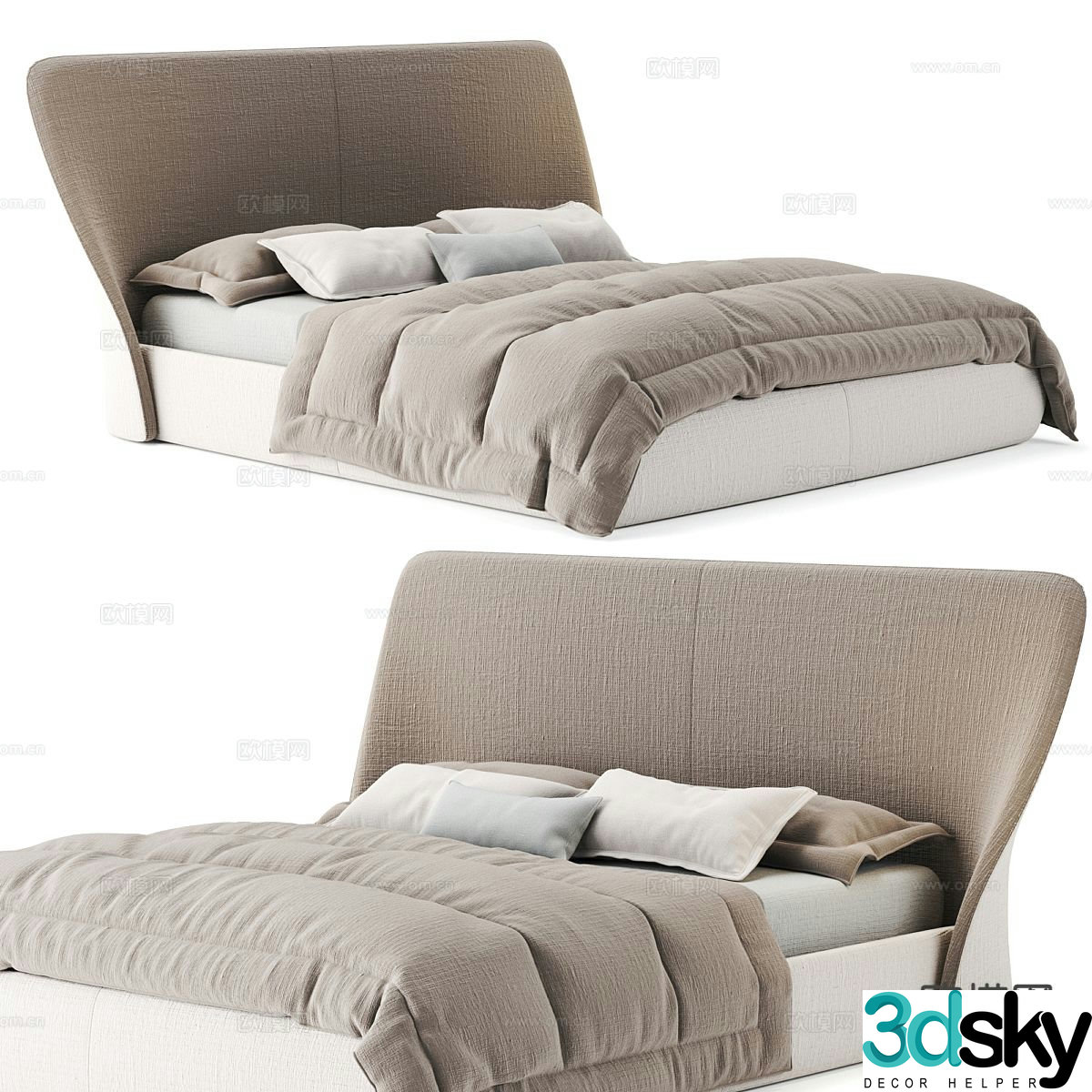Modern double bed 3d model