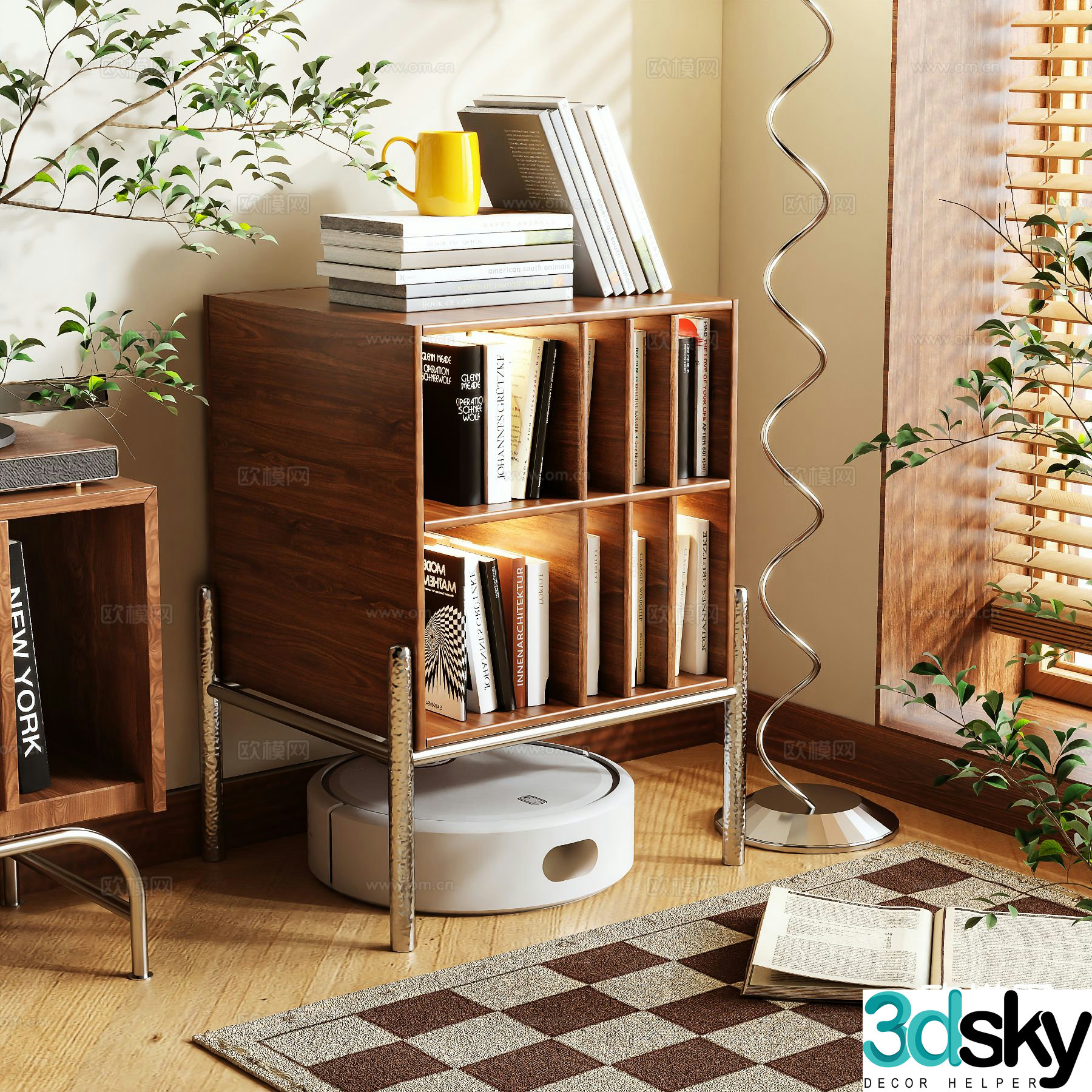 Log style small side cabinet 3D model