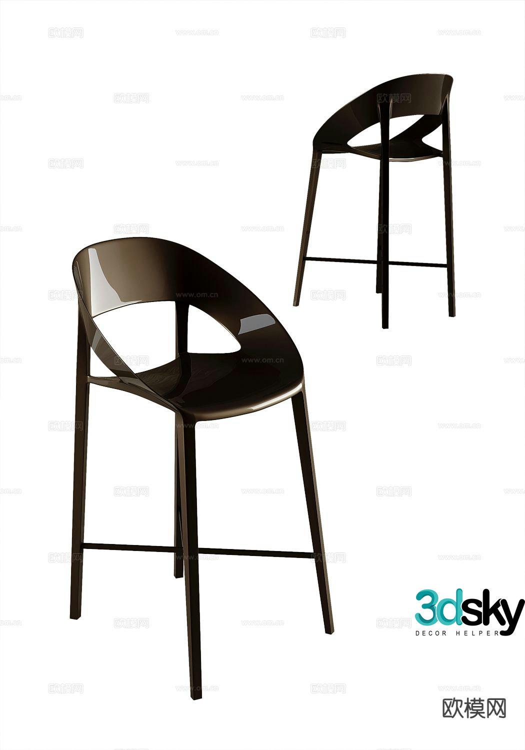Modern bar stool bar stool high stool 3d model