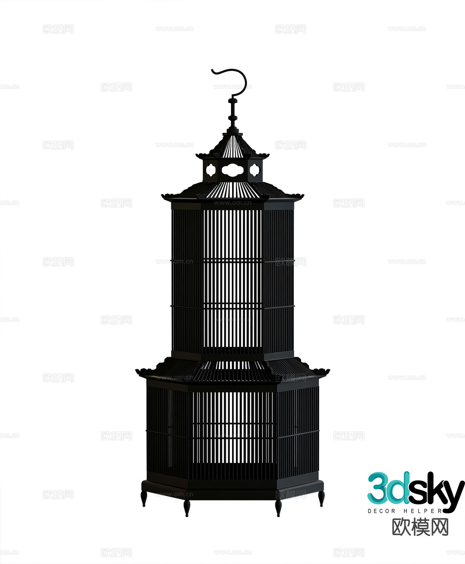 New Chinese style birdcage 3d model