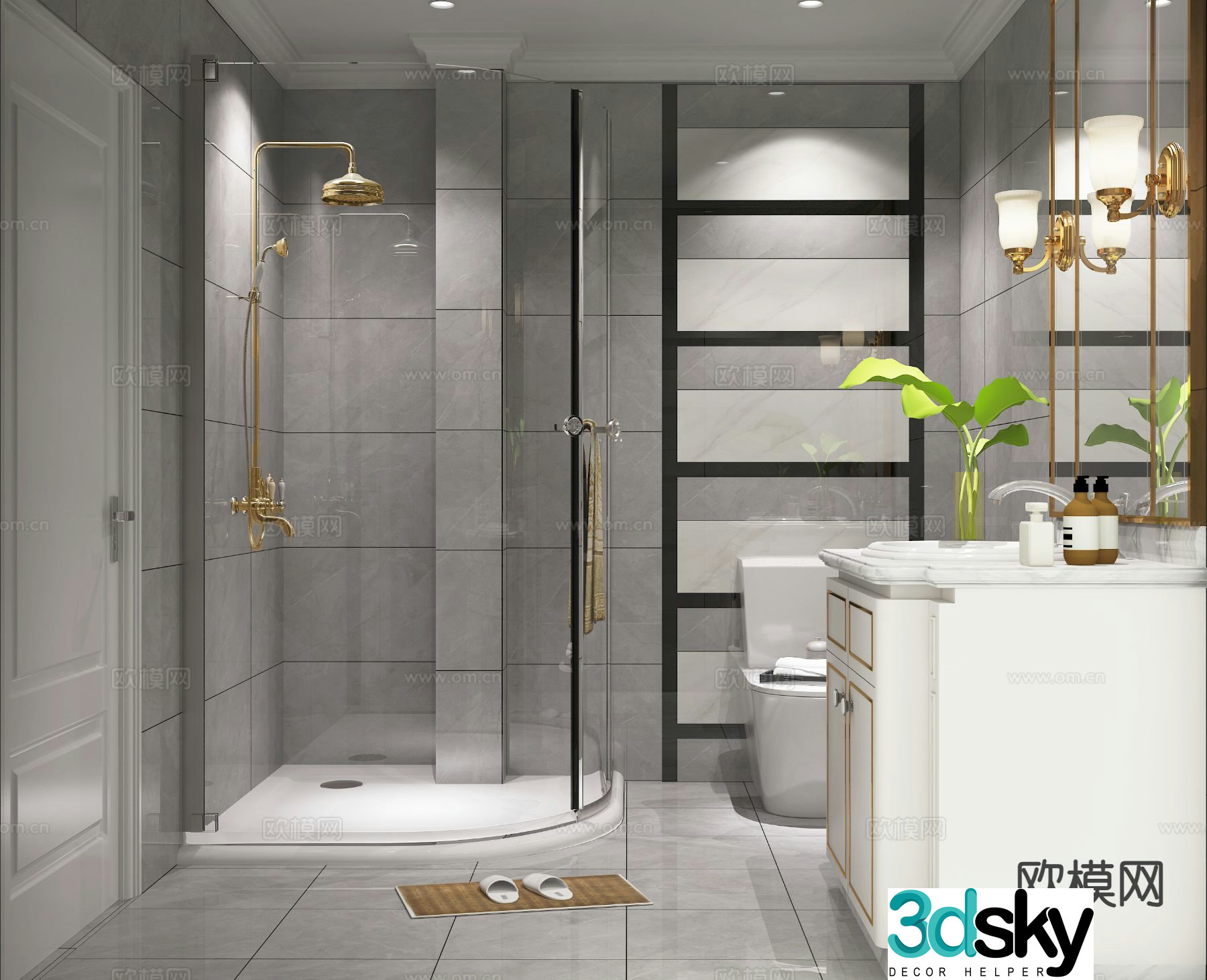 Simple European bathroom bathroom 3d model