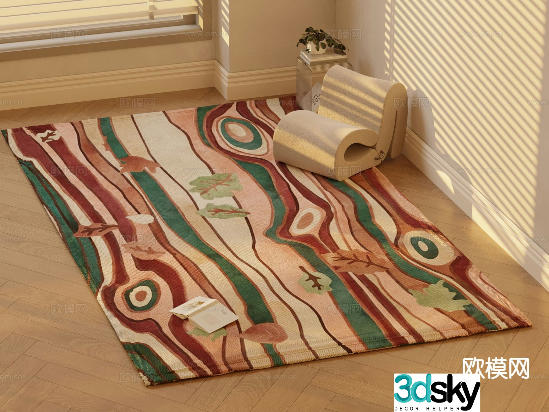 Cream style abstract carpet casual carpet 3d model