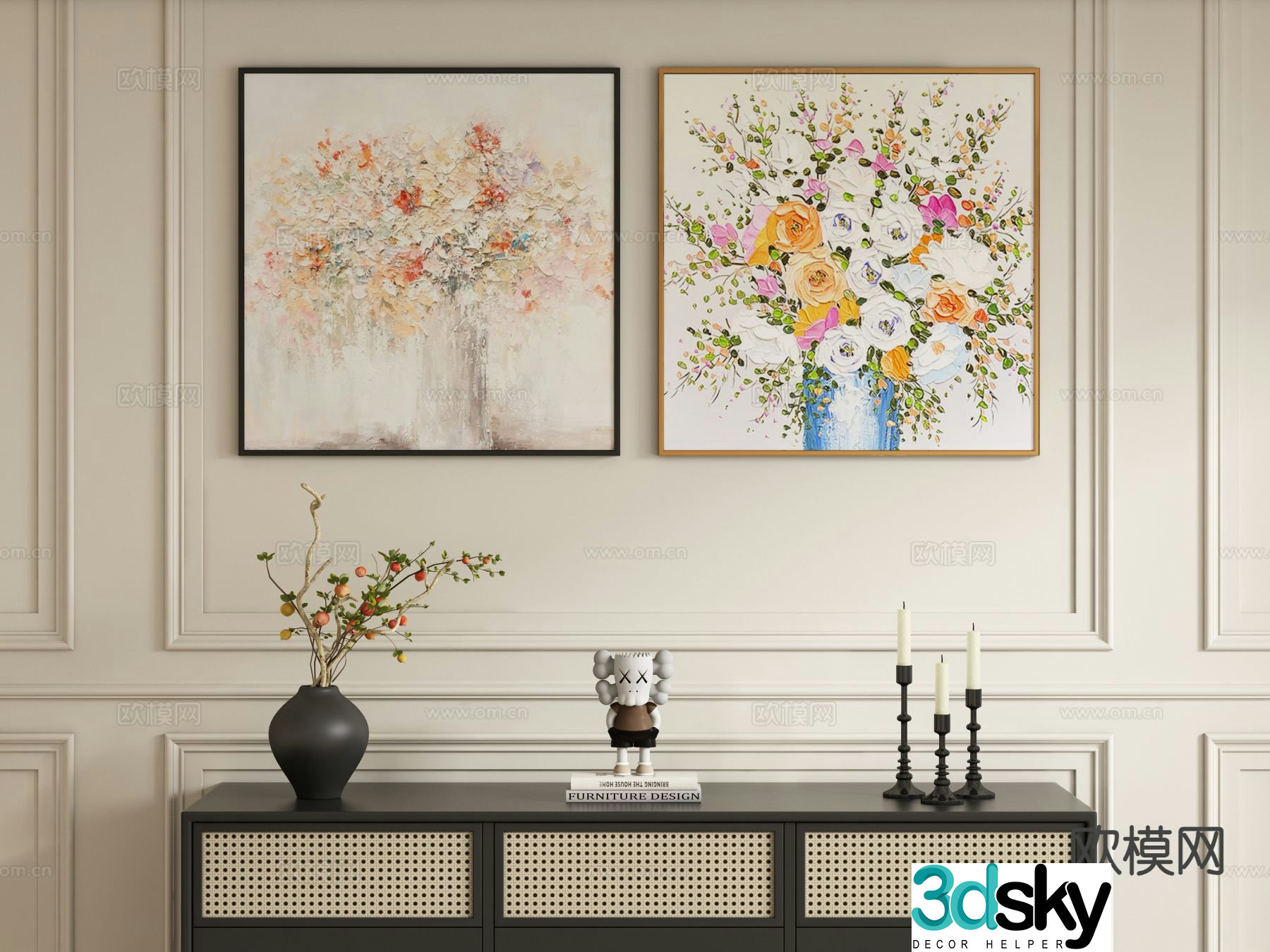 Modern art painting texture painting decorative painting 3d model