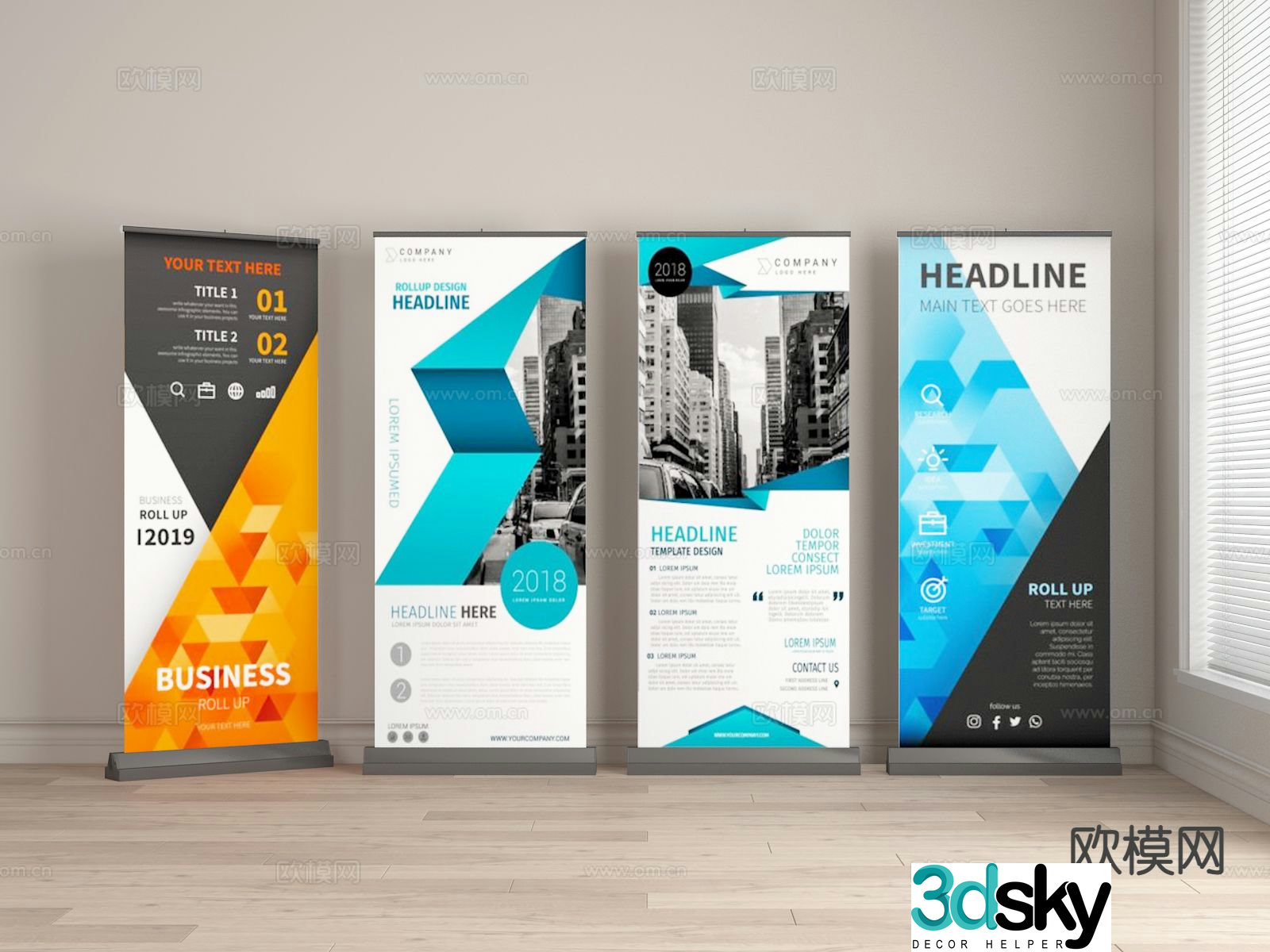 Recruitment rack roll up poster 3d model