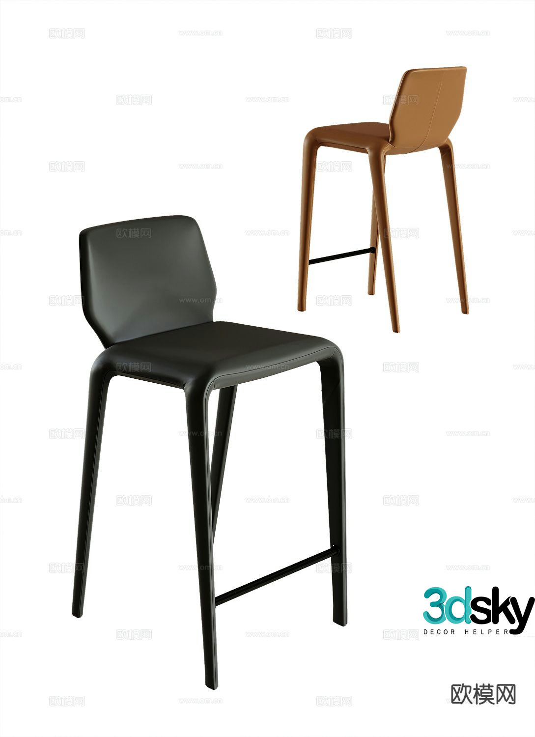 Modern bar stool bar stool high stool 3d model