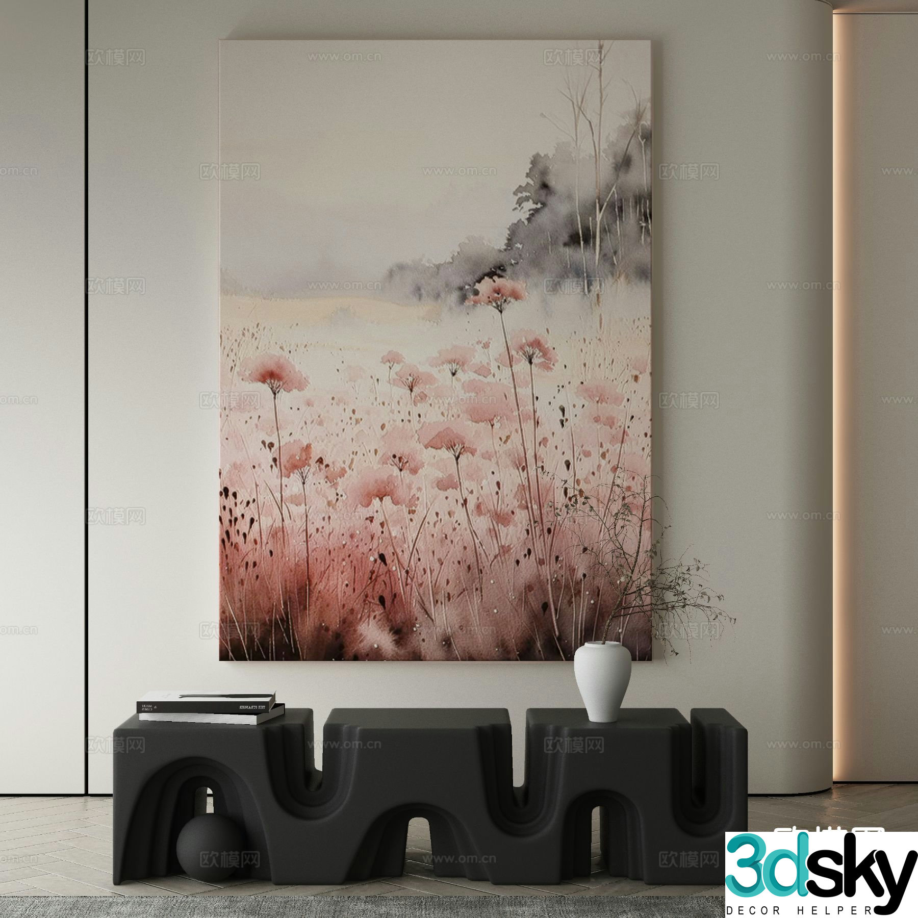 Modern hanging painting decorative painting 3d model