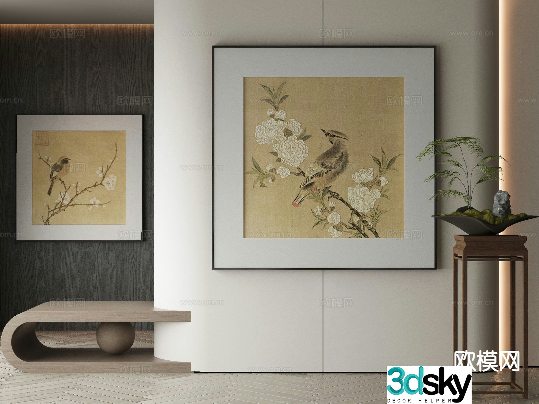 New Chinese style art painting flower and bird painting decorative painting 3D model