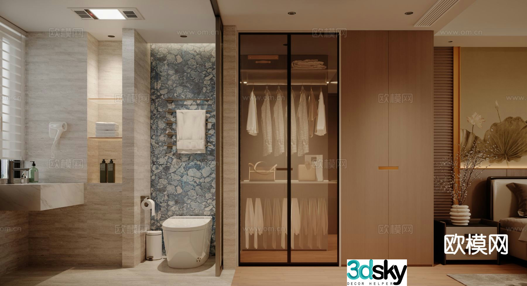 Log style bathroom cloakroom 3D model