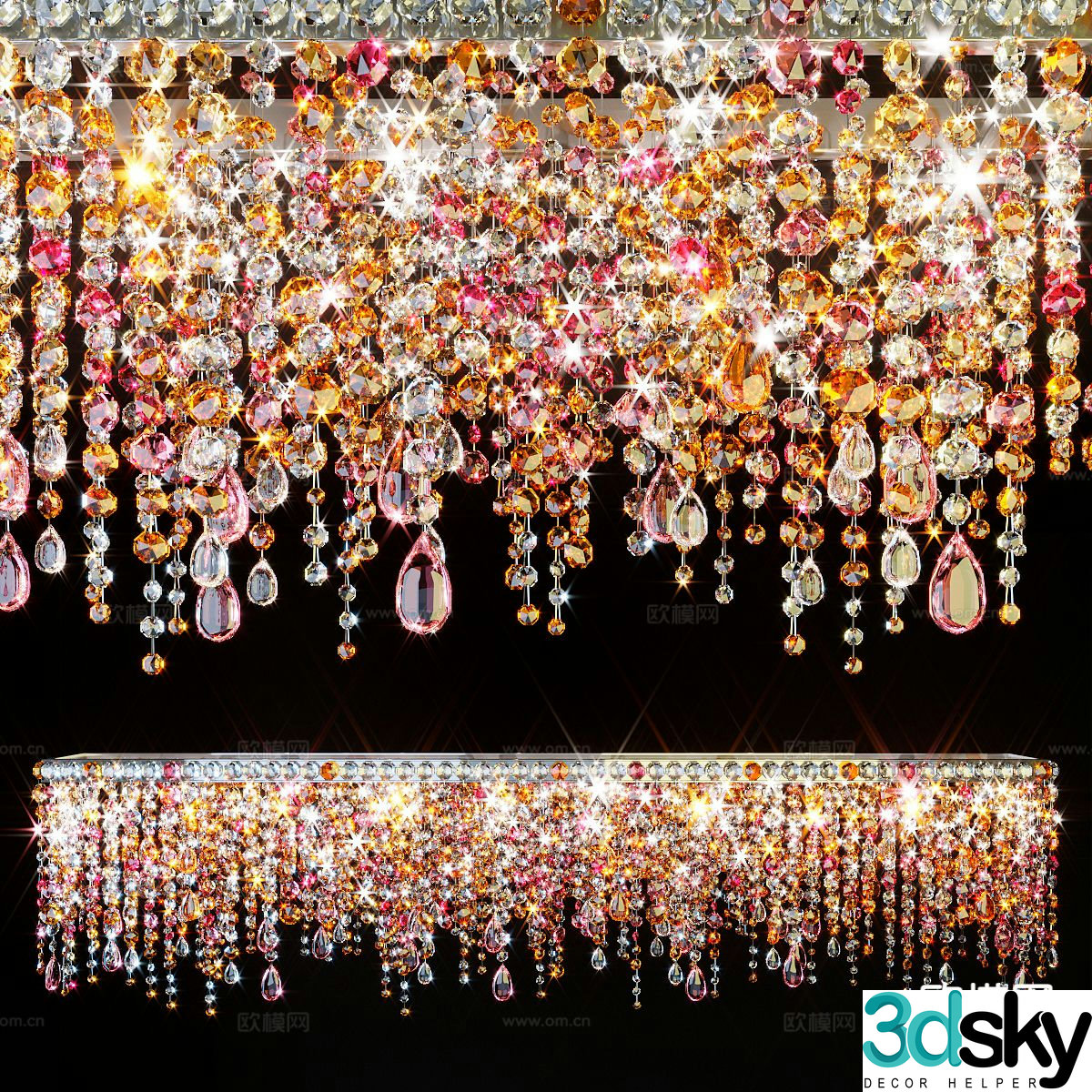 Modern dining room chandelier crystal lamp 3d model