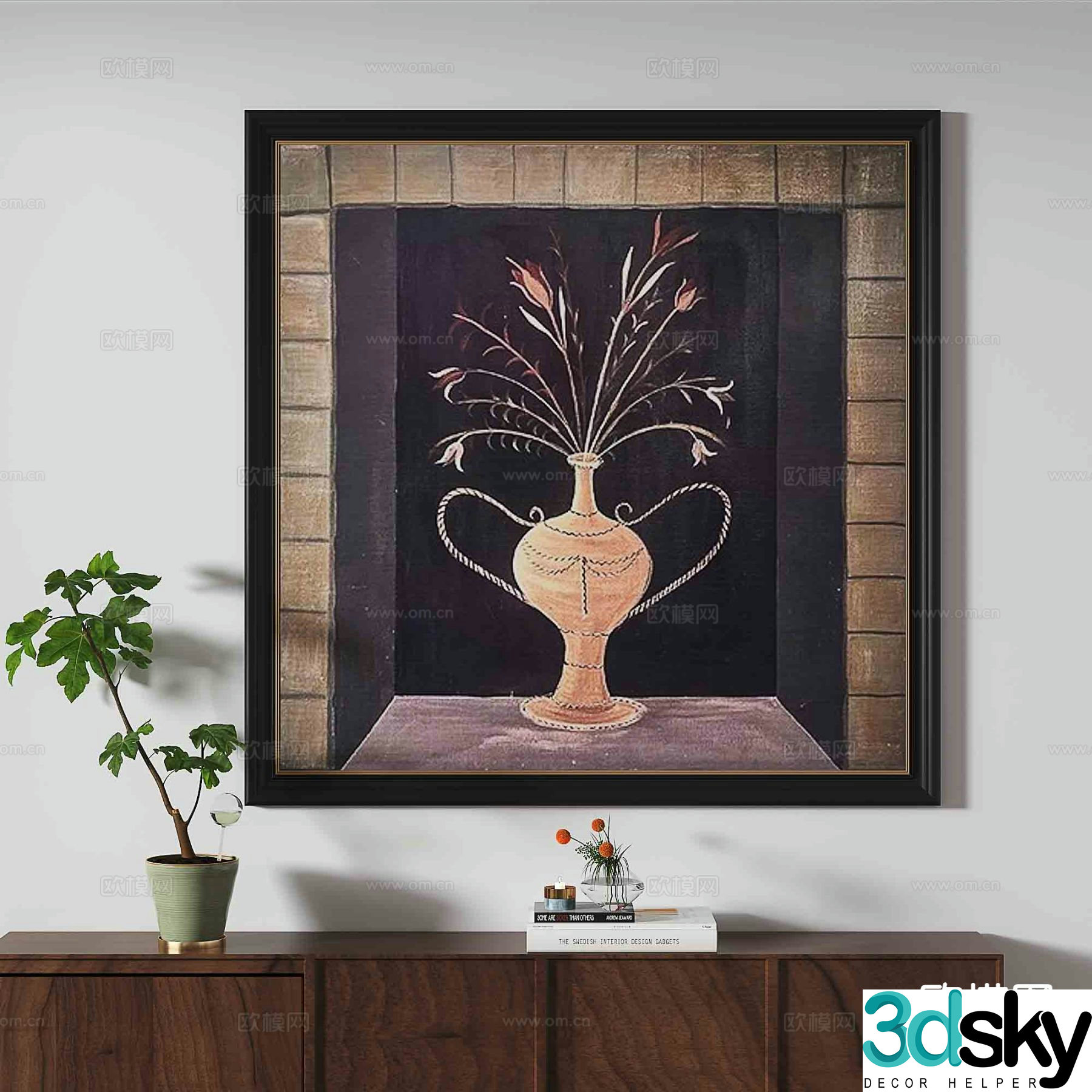 Medieval style retro hanging painting art painting decorative painting 3D model