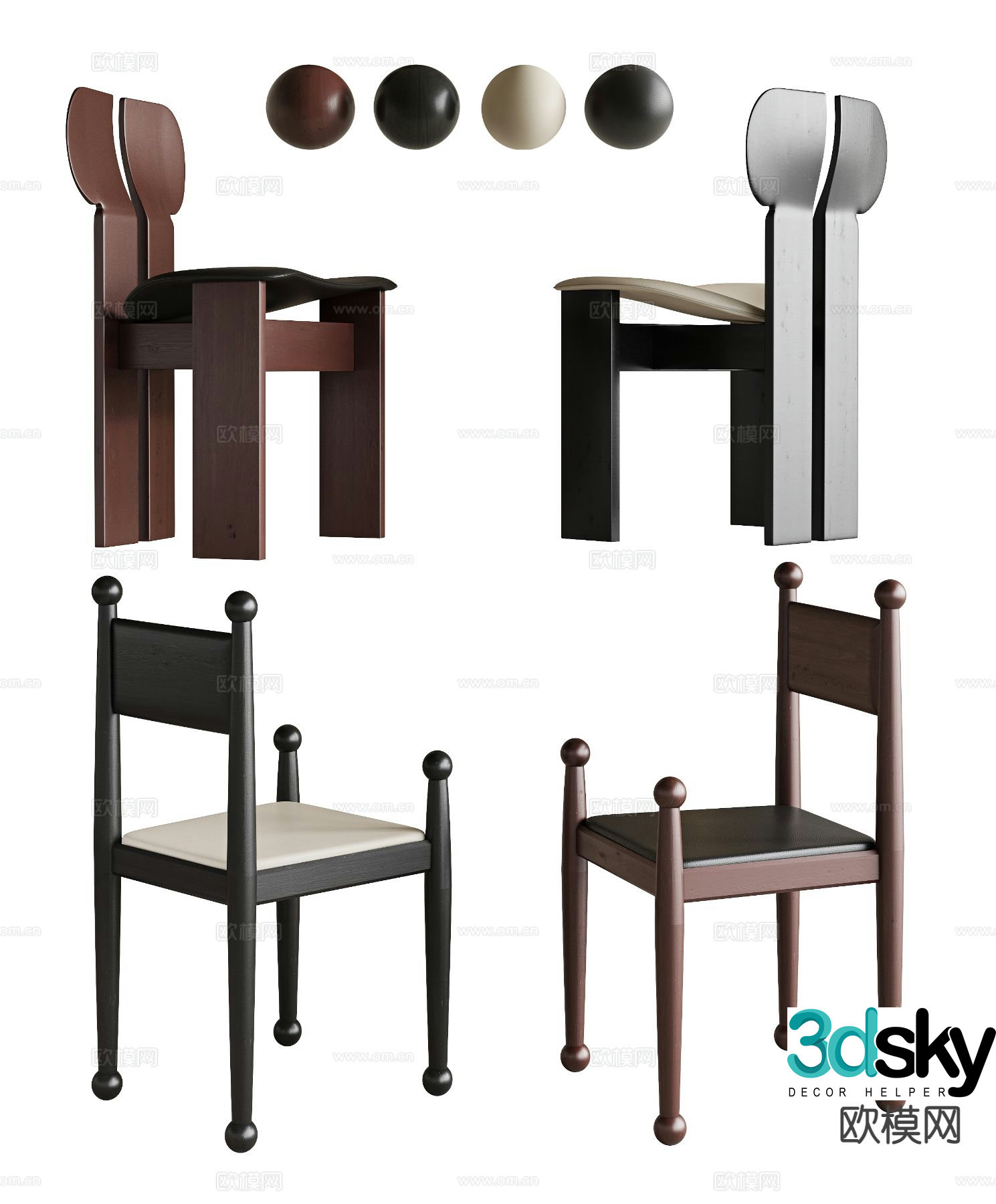 Medieval style single chair dining chair 3d model