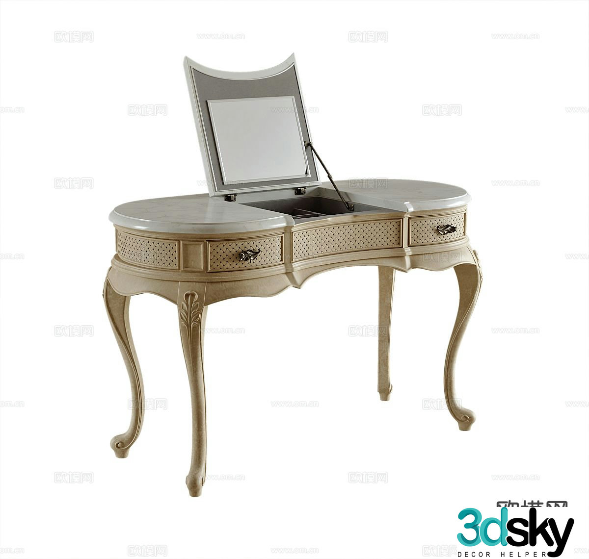 American dressing table dressing table 3d model