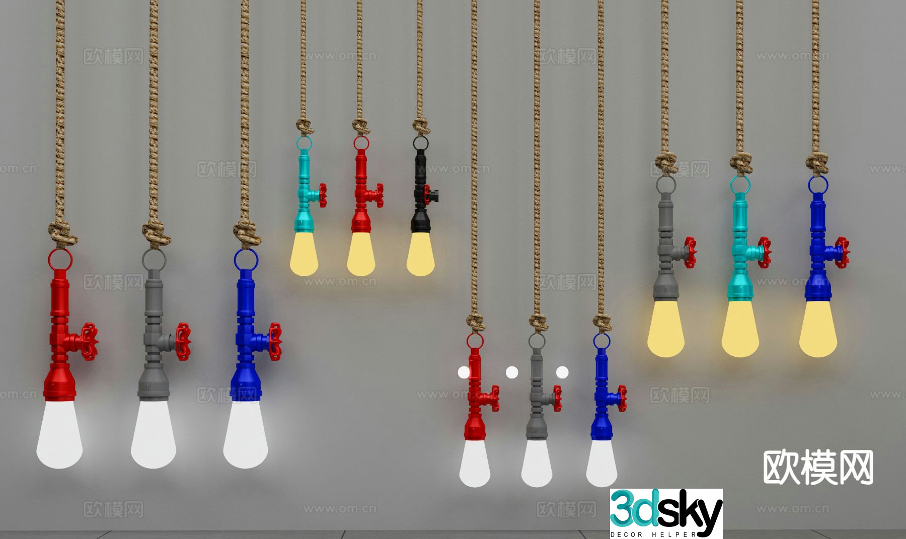 Modern colorful chandelier 3d model