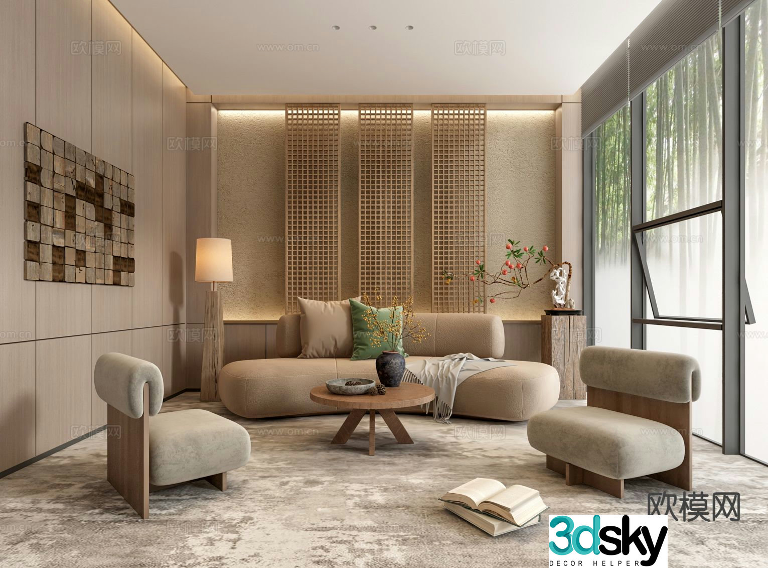 Wabi-sabi living room 3d model