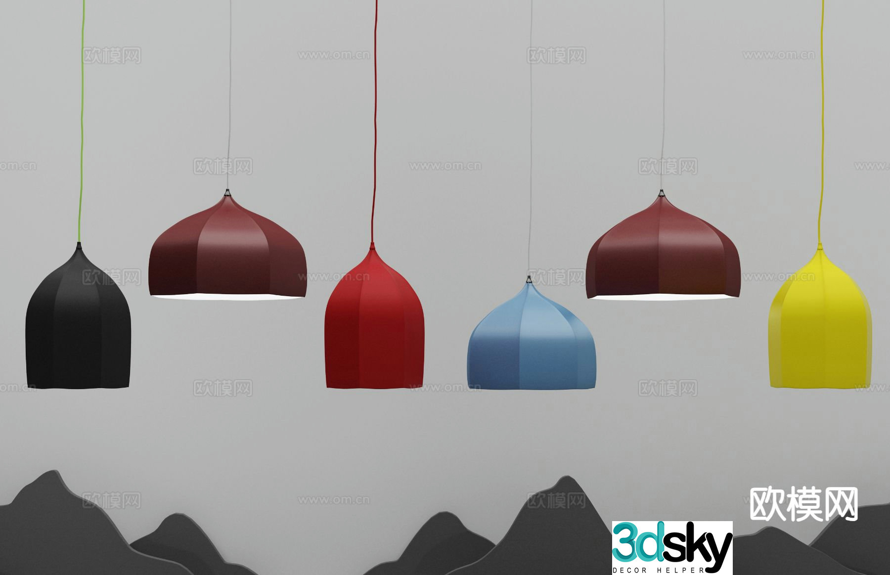Modern colorful chandelier 3d model