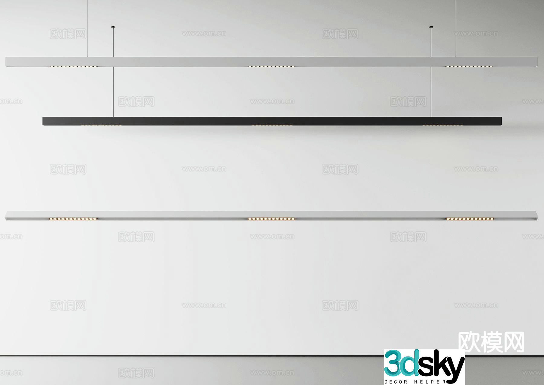 Minimalist long chandelier strip chandelier 3d model