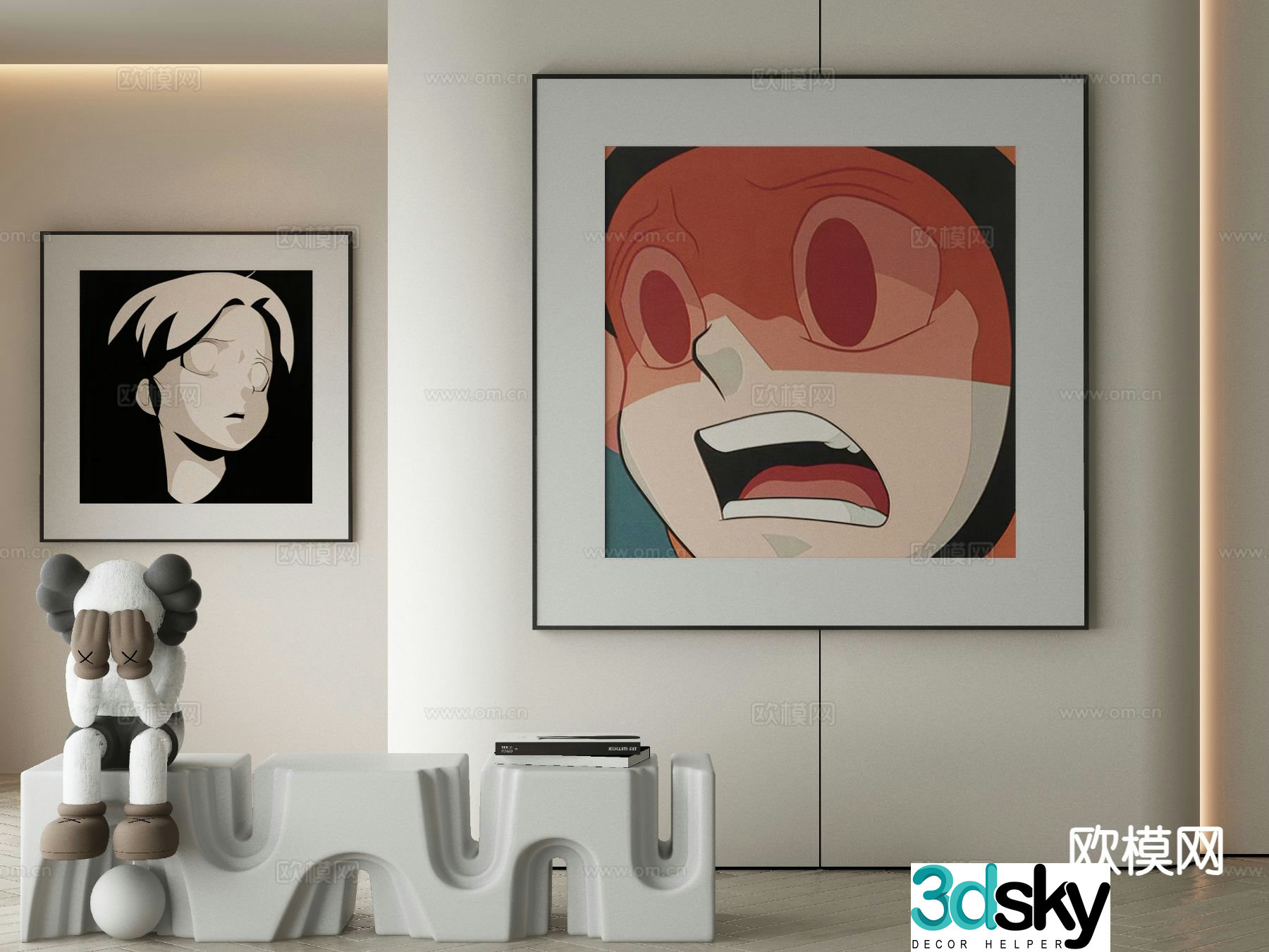 Modern decorative painting hanging painting 3d model