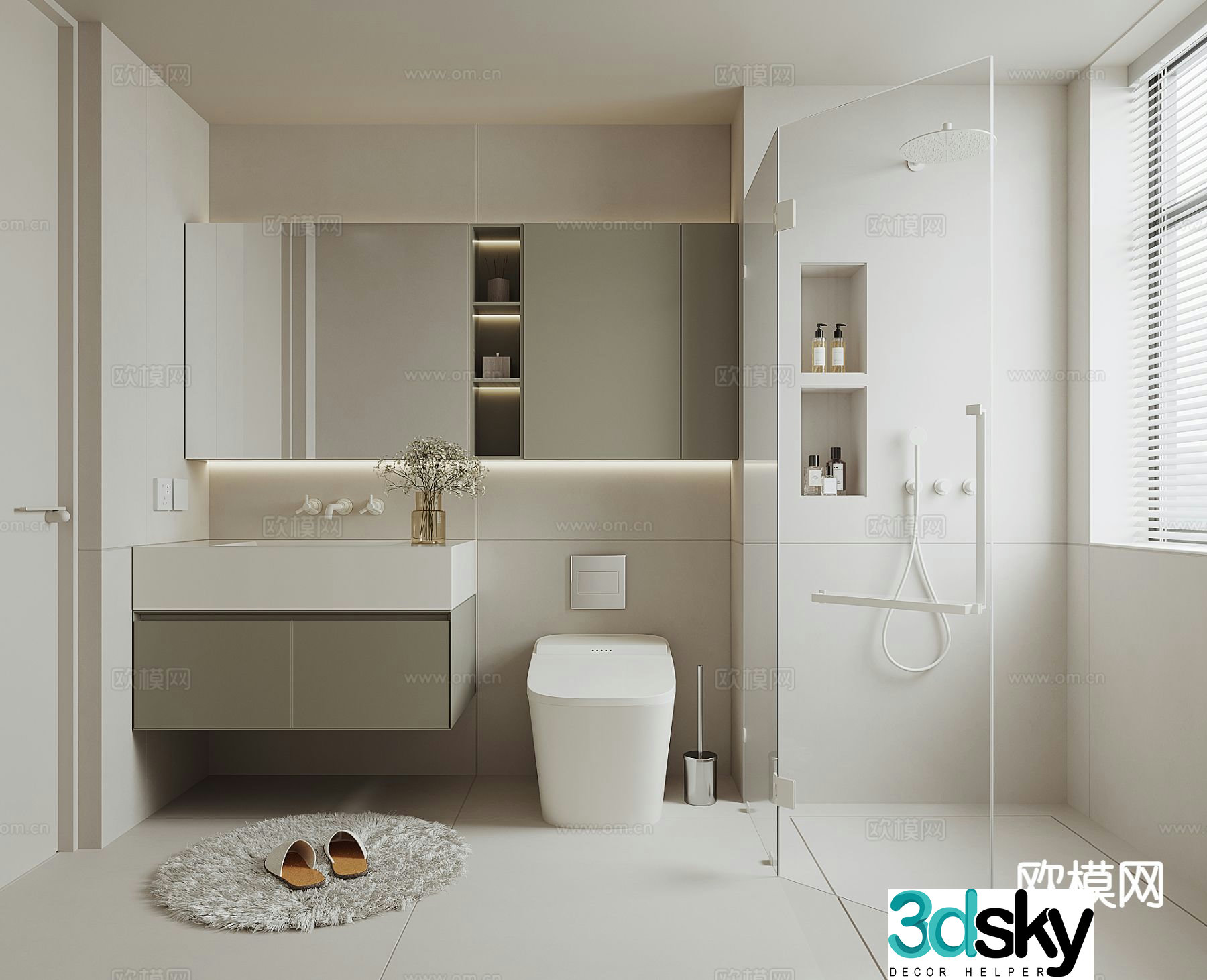 Cream style bathroom bathroom 3d model