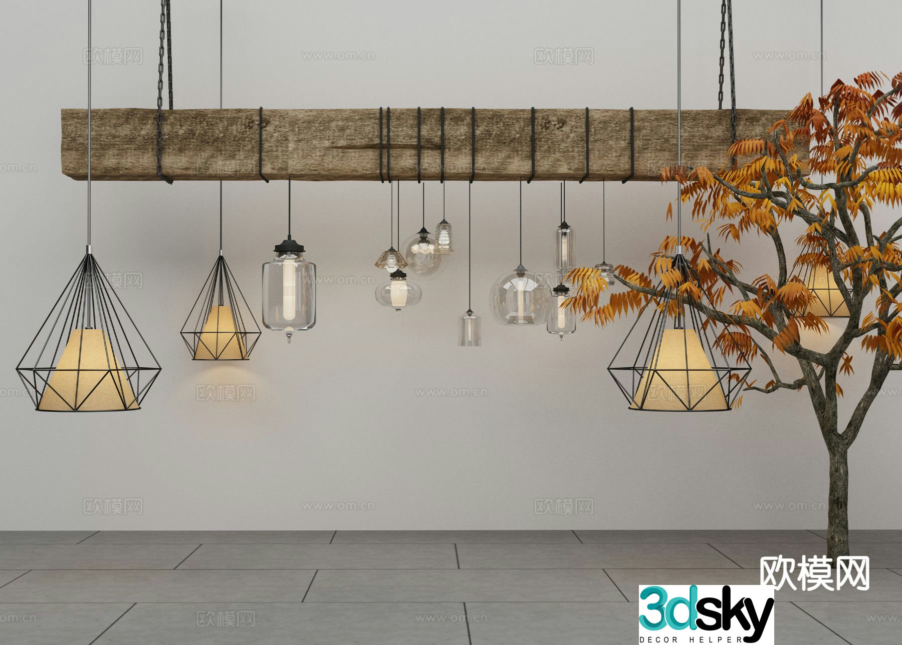 New Chinese style chandelier 3d model
