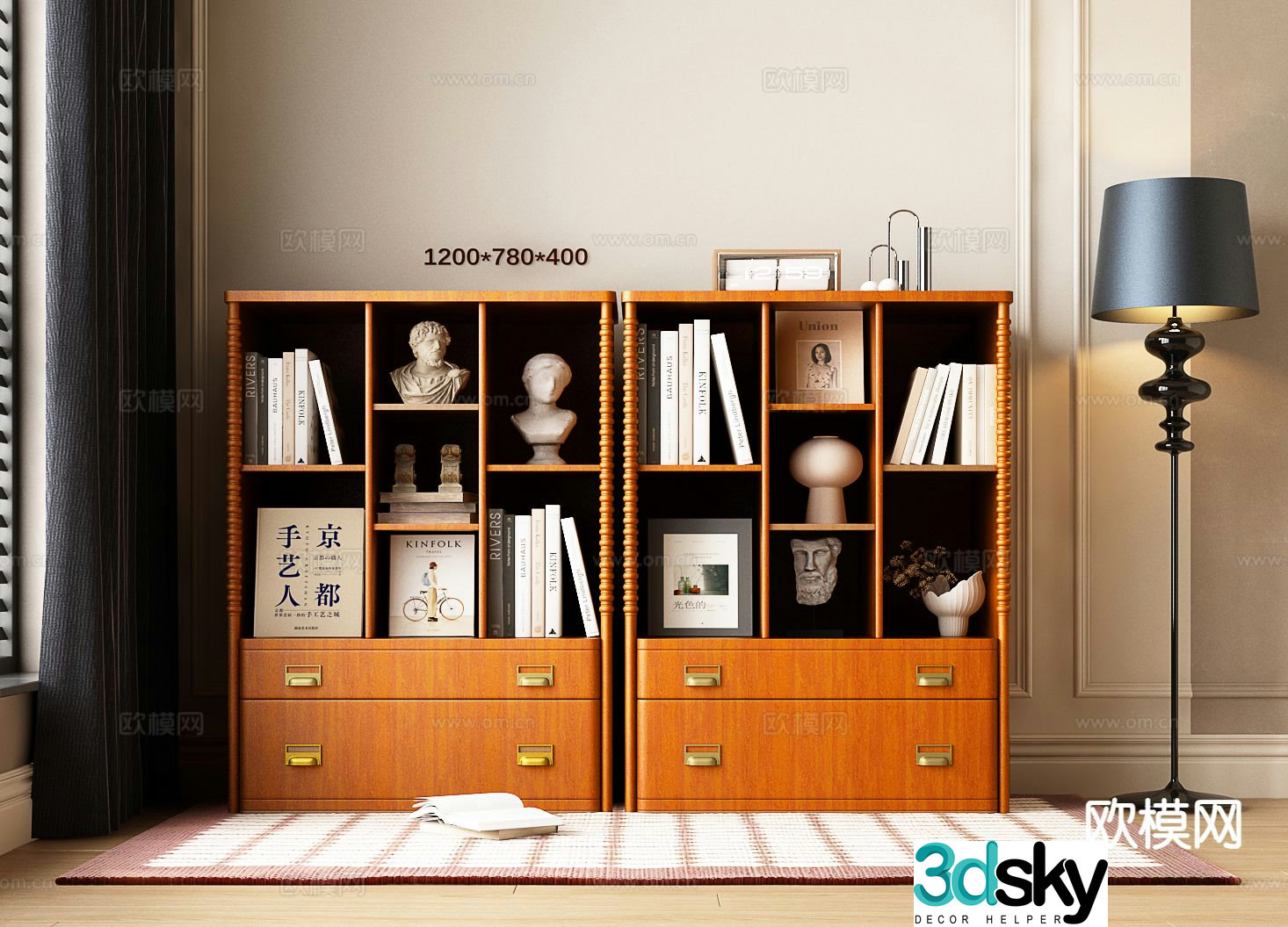 French bookcase 3d model